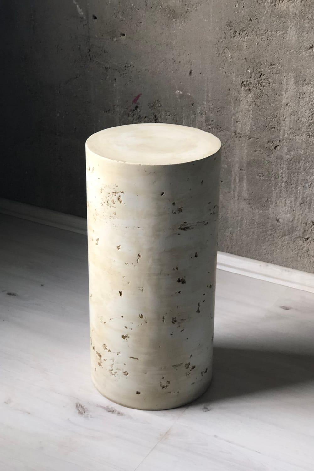 Alanco Design-Traverten Görünümlü Polyester Yan Sehpa-Sehpa-1-Milagron.com