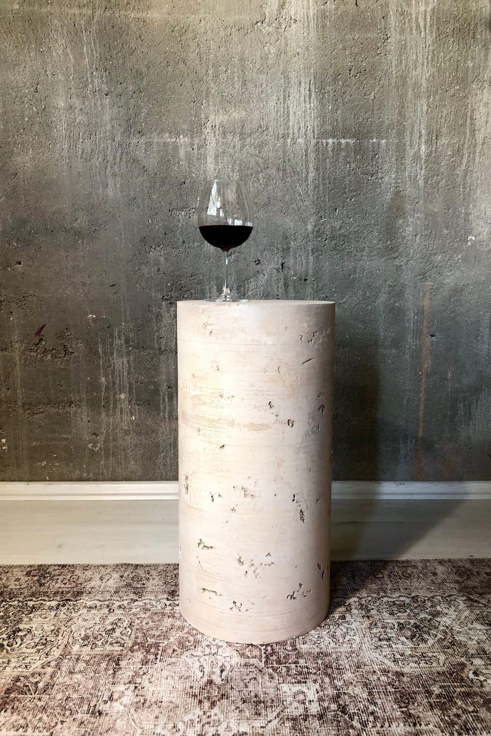 Alanco Design-Traverten Görünümlü Polyester Yan Sehpa-Sehpa-3-Milagron.com