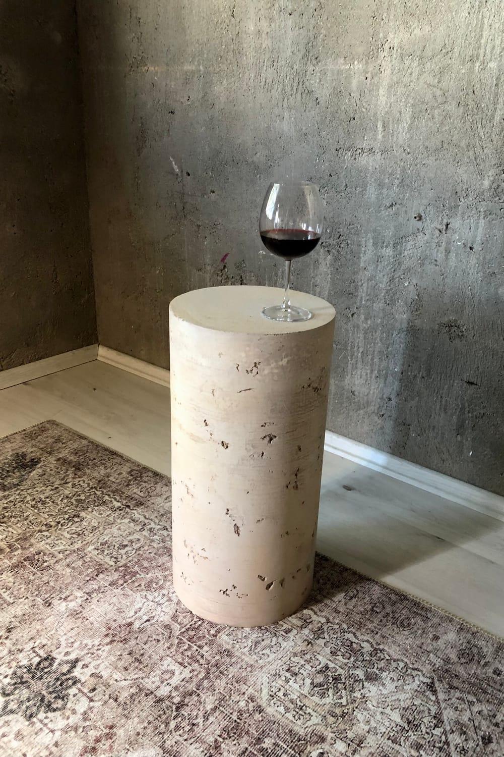 Alanco Design-Traverten Görünümlü Polyester Yan Sehpa-Sehpa-4-Milagron.com