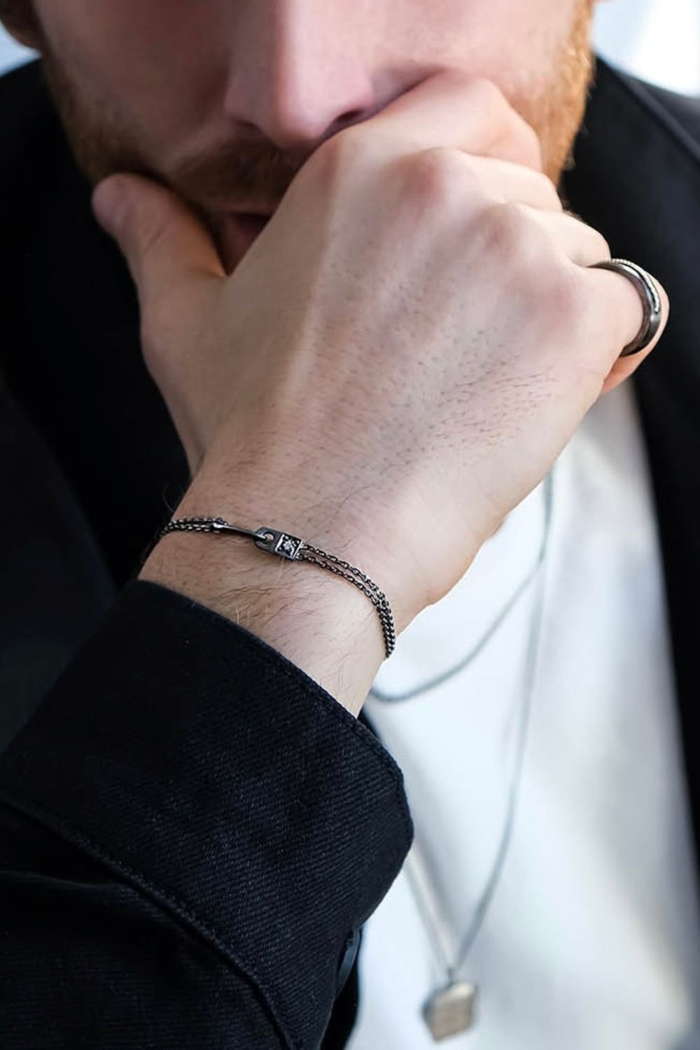 Aleyna Cebeci Jewelry-Arm In Arm Siyah Rodyum Kaplama 925 Ayar Gümüş Pırlantalı Bileklik-Bileklik-2-Milagron.com