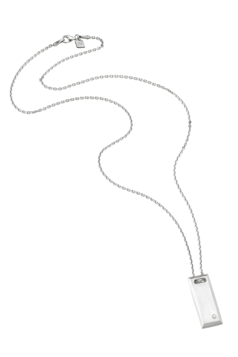 Aleyna Cebeci Jewelry-Rectangle Pırlantalı 925 Ayar Gümüş Kolye-Kolye-2-Milagron.com