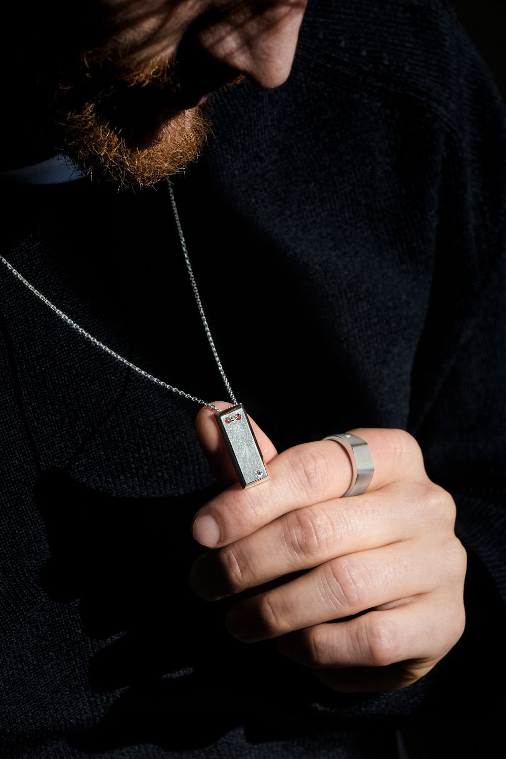 Aleyna Cebeci Jewelry-Rectangle Pırlantalı 925 Ayar Gümüş Kolye-Kolye-3-Milagron.com