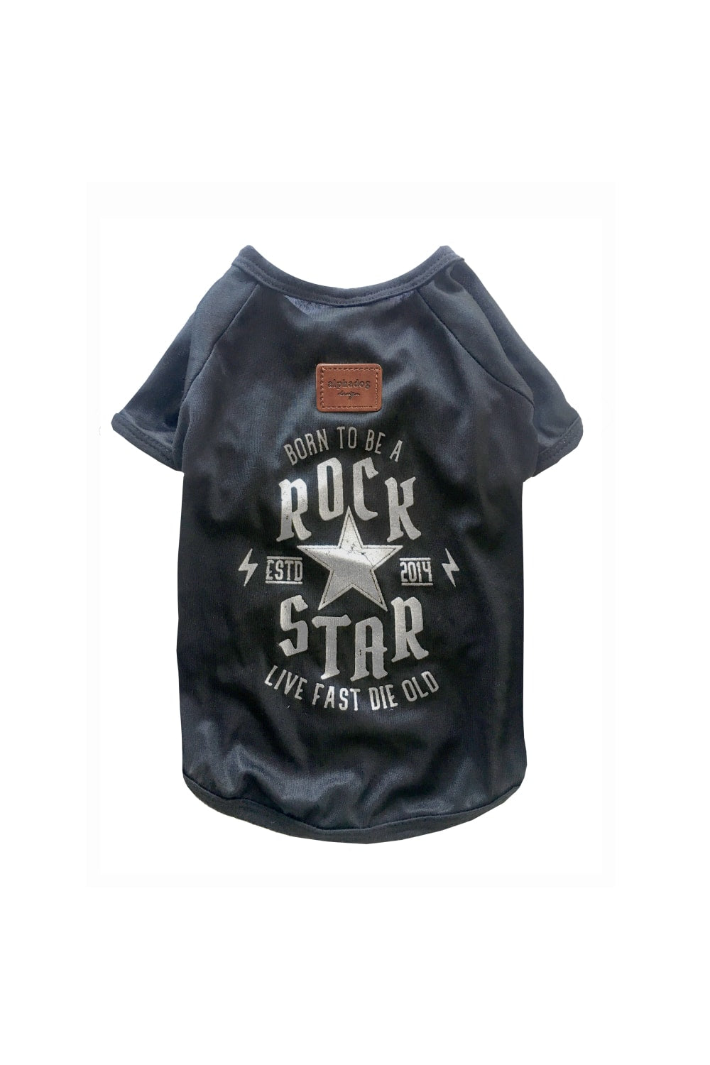Alphadog Design-Rockstar Black Pet Tshirt-Köpek-1-Milagron.com