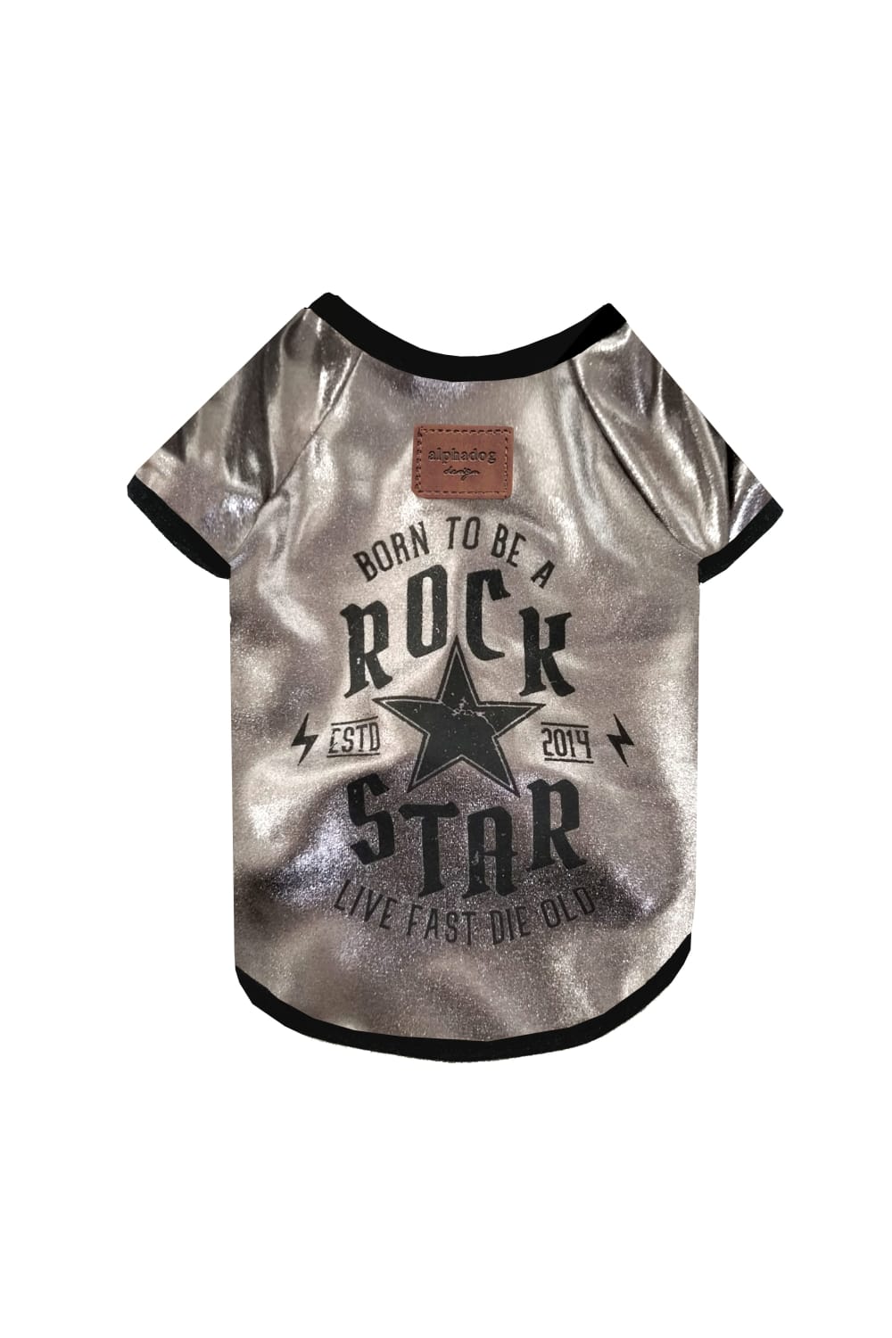Alphadog Design-Rockstar Silver Pet Tshirt-Köpek-1-Milagron.com