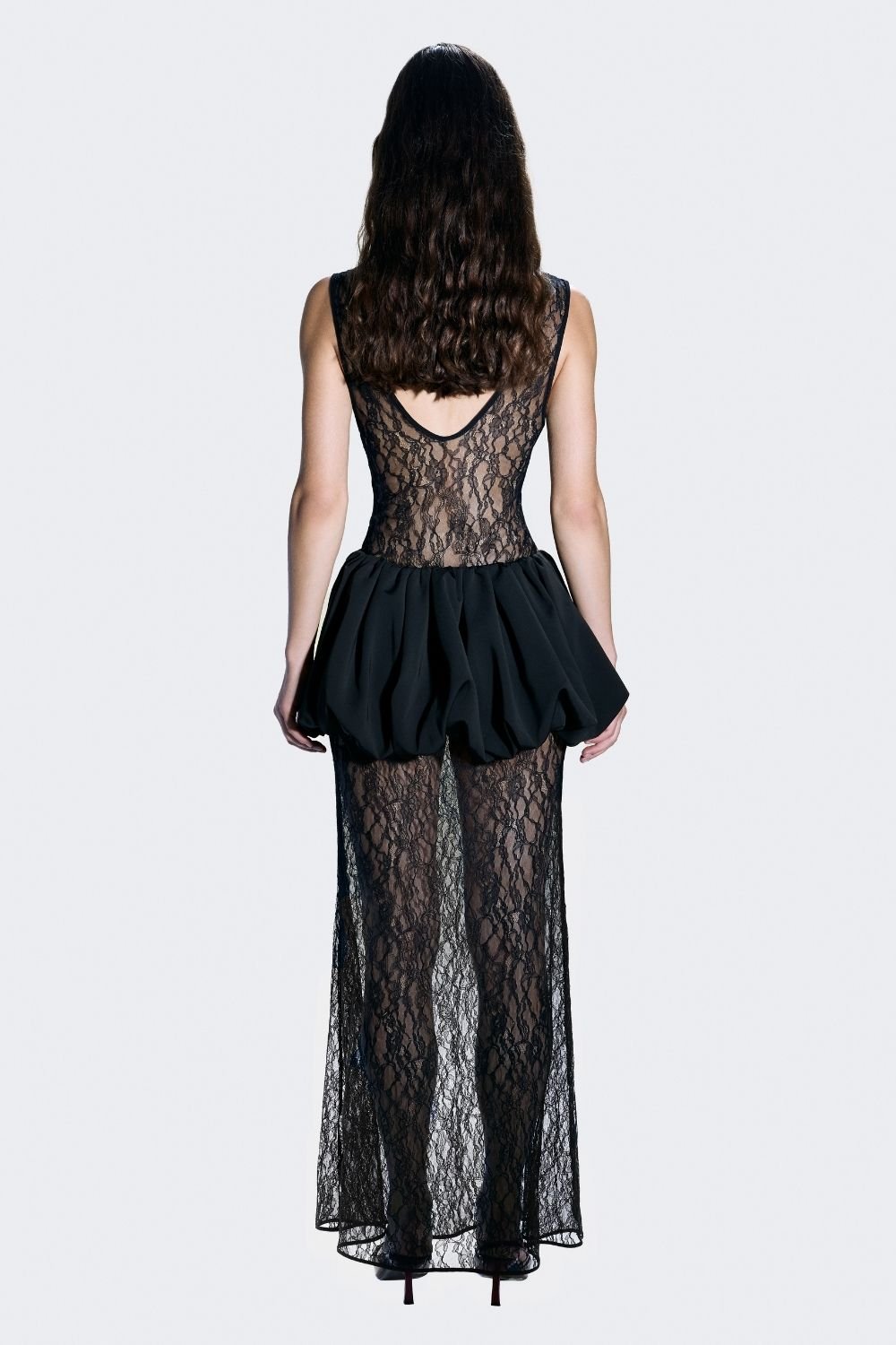 Alreves-Bruma Lace Balloon Skirt Maxi Dress-Elbise-5-Milagron.com