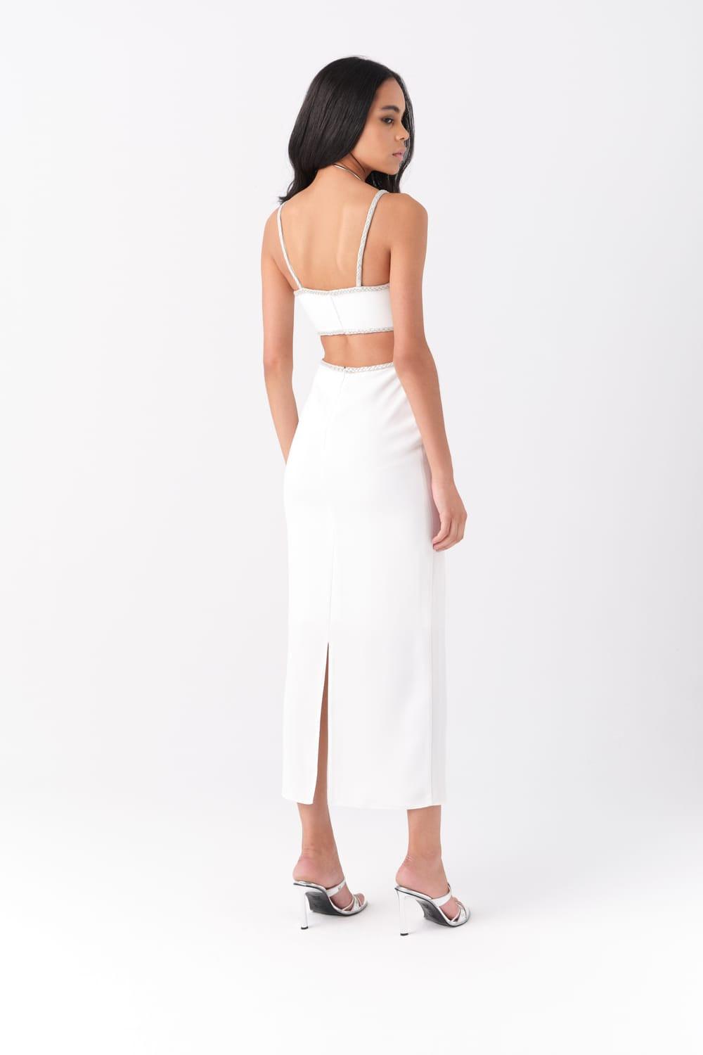 Alreves-Luna Midi Dress in White-Elbise-3-Milagron.com