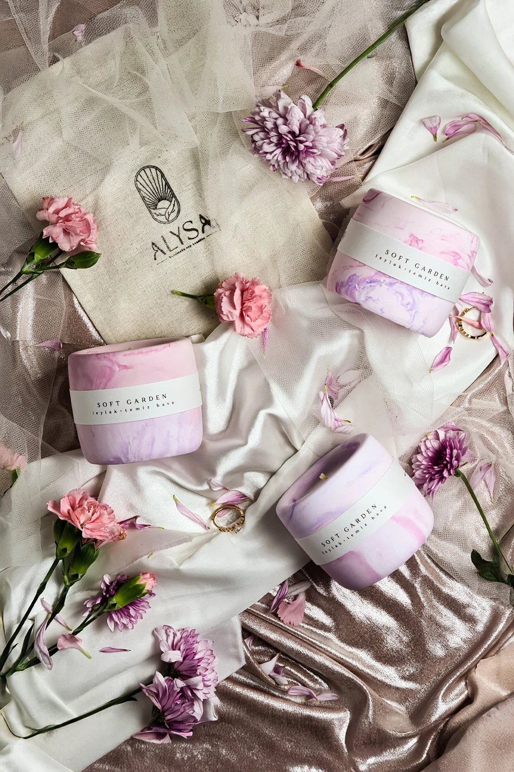 Alysa Candle Studio-Soft Garden - Leylak & Temiz Hava Kokulu Mum-Mum-2-Milagron.com
