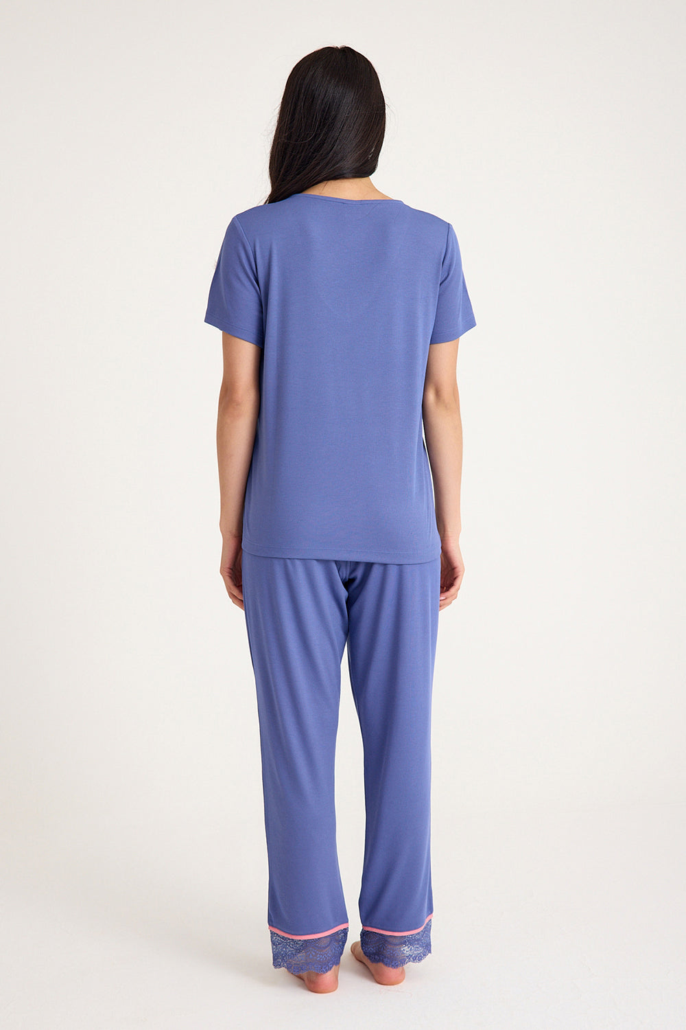 Dream Gri Mavi Viskon Kumaş Pijama Takım - 1