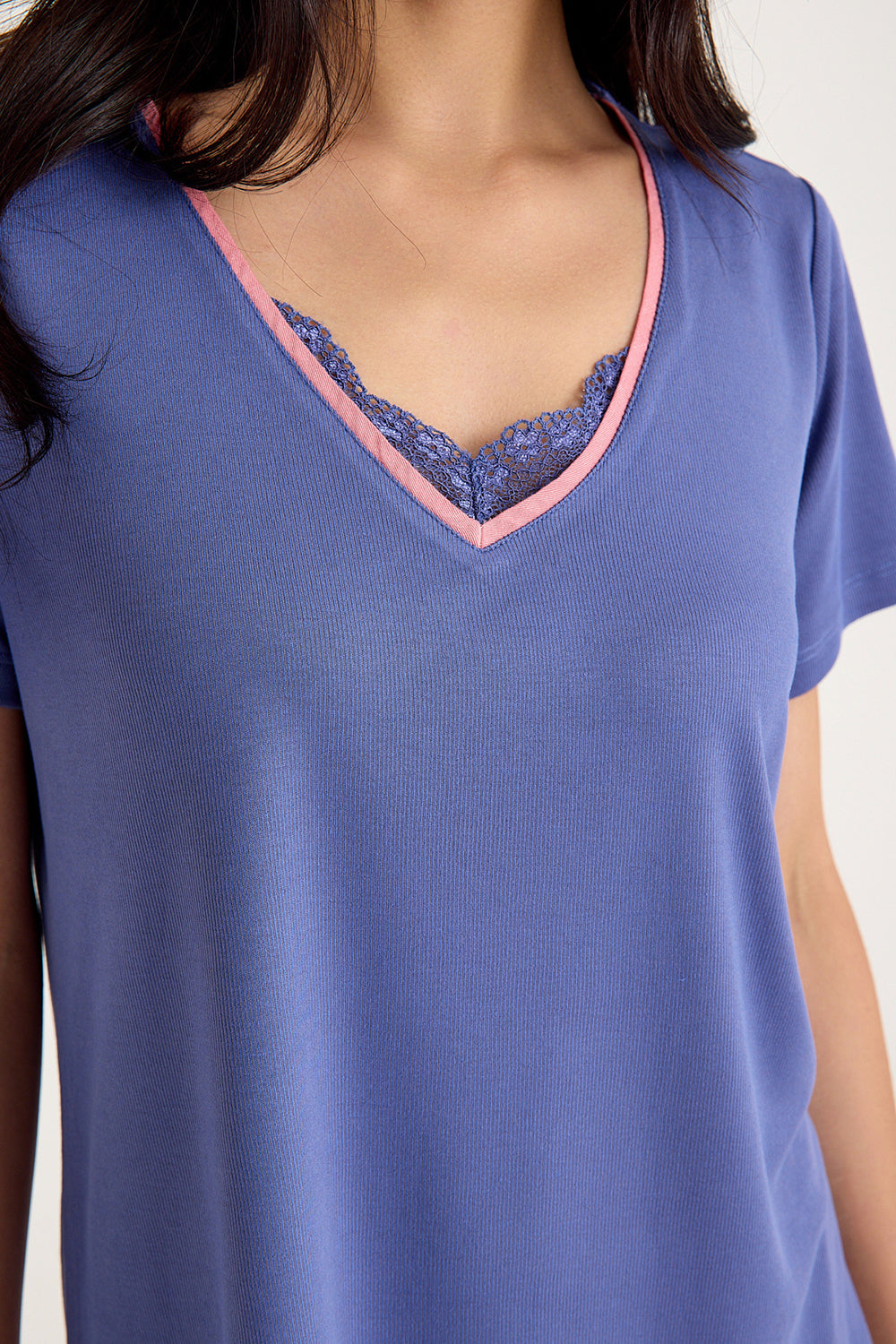 Dream Gri Mavi Viskon Kumaş Pijama Takım - 4