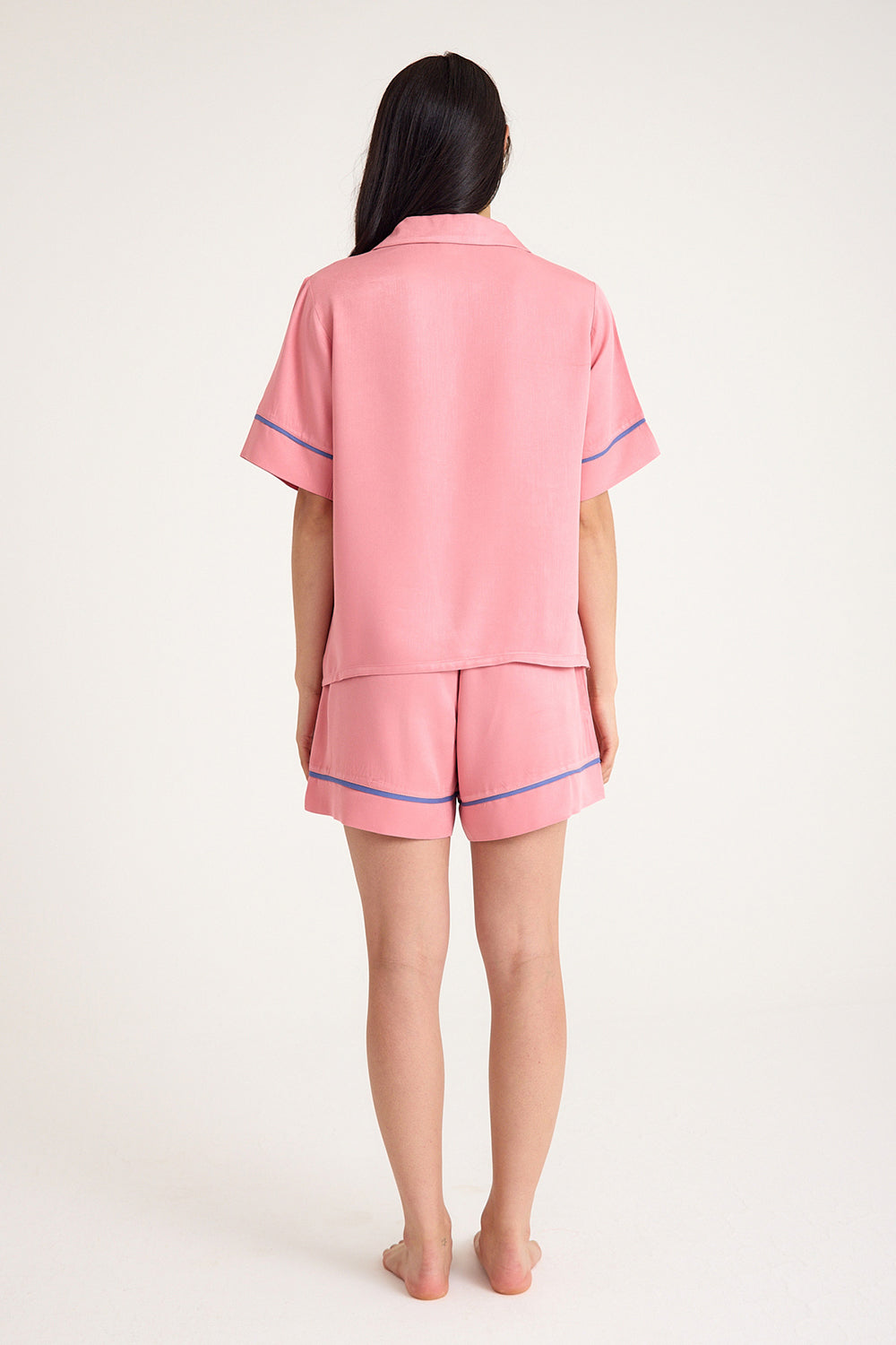 Dream Pembe Viskon Kumaş Maskülen Şort Pijama Takım - 2