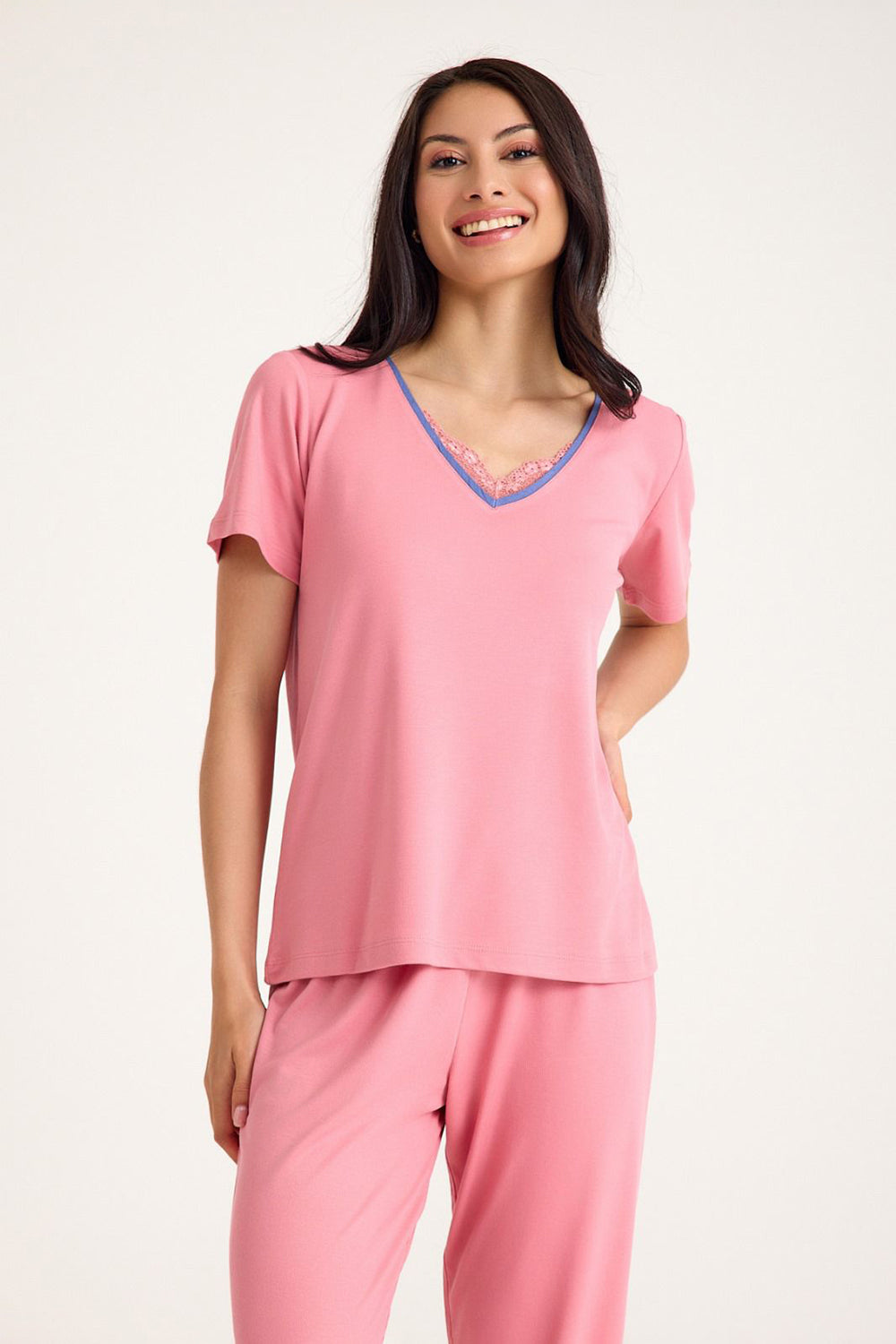 Dream Pembe Viskon Kumaş Pijama Takım - 2