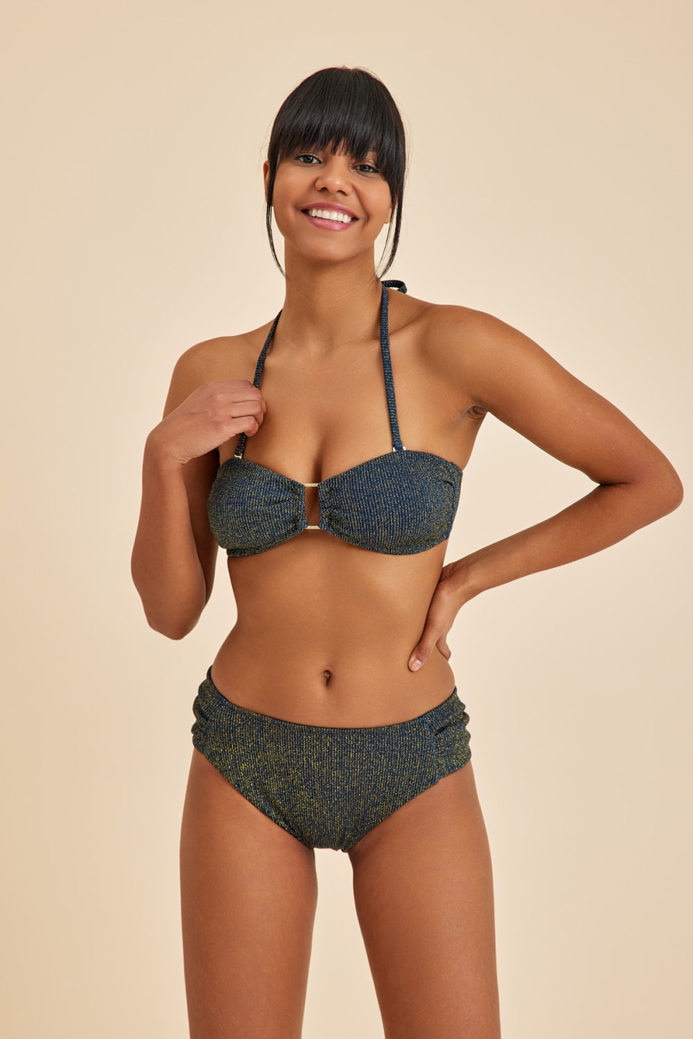 Amarelle-Maldives Lacivert Straplez Boyundan Bağlamalı Pedli Bikini Üst-Bikini & Mayo-4-Milagron.com