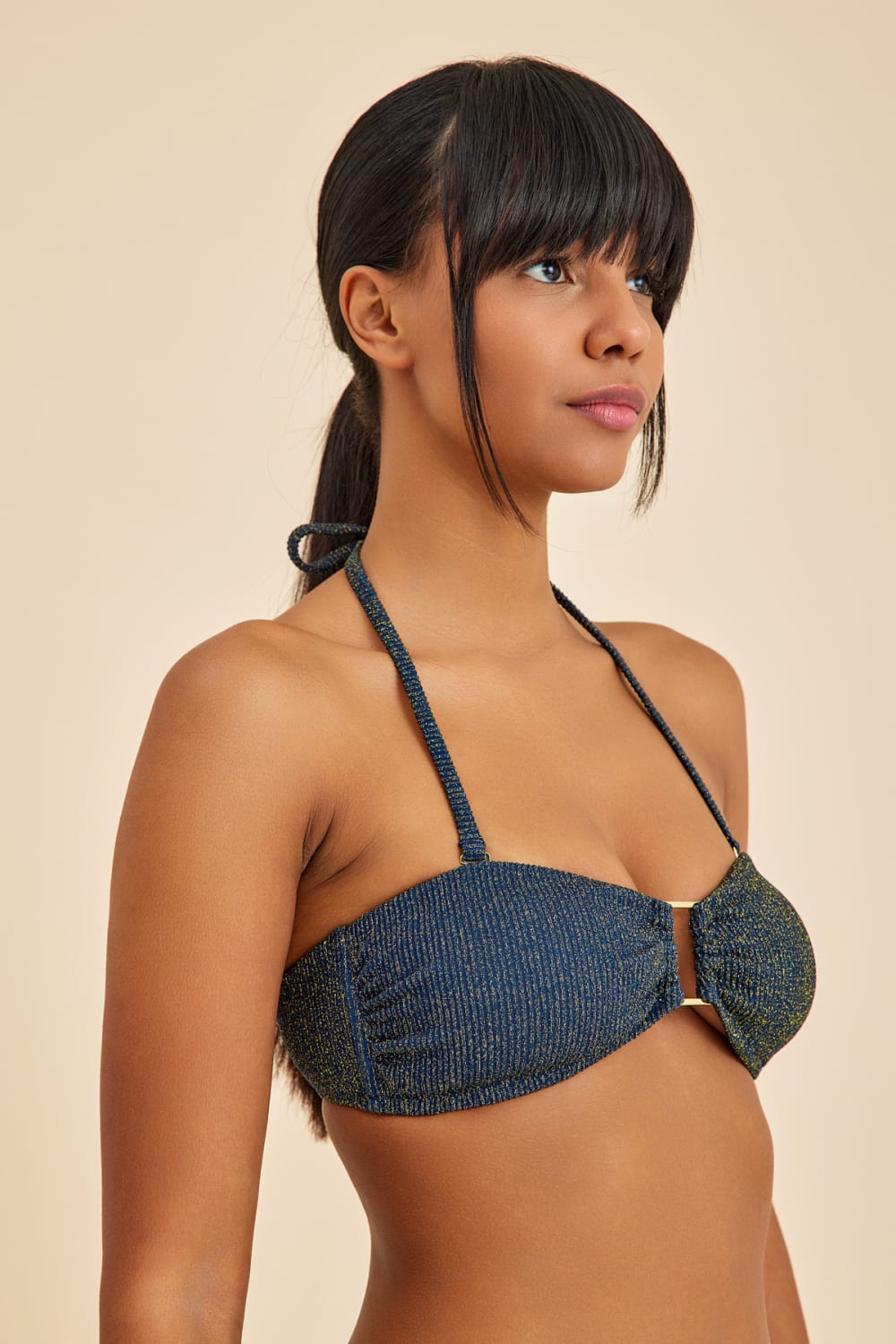 Amarelle-Maldives Lacivert Straplez Boyundan Bağlamalı Pedli Bikini Üst-Bikini & Mayo-5-Milagron.com