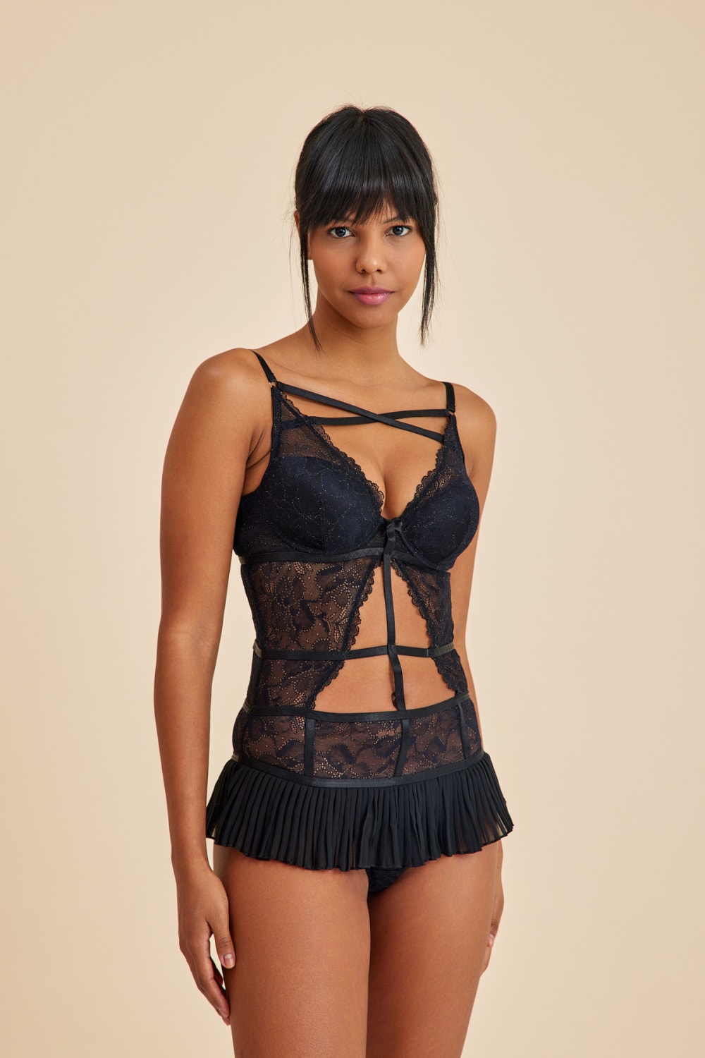 Amarelle-Roma Siyah Balenli Dantel Detaylı Babydoll-Babydoll-2-Milagron.com