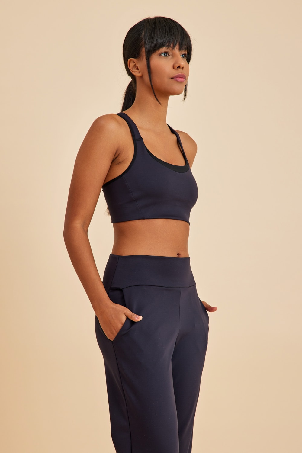 Amarelle-Sportive Siyah Light Touch Bilekten Lastikli Jogger Eşofman Alt-Eşofman-6-Milagron.com