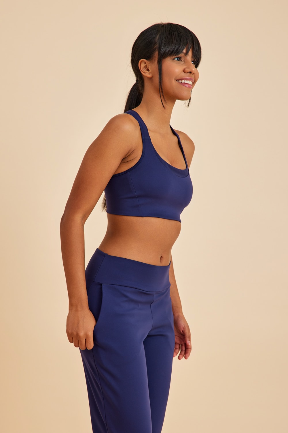 Amarelle-Sportive Lacivert Light Touch Bilekten Lastikli Jogger Eşofman Alt-Eşofman-7-Milagron.com