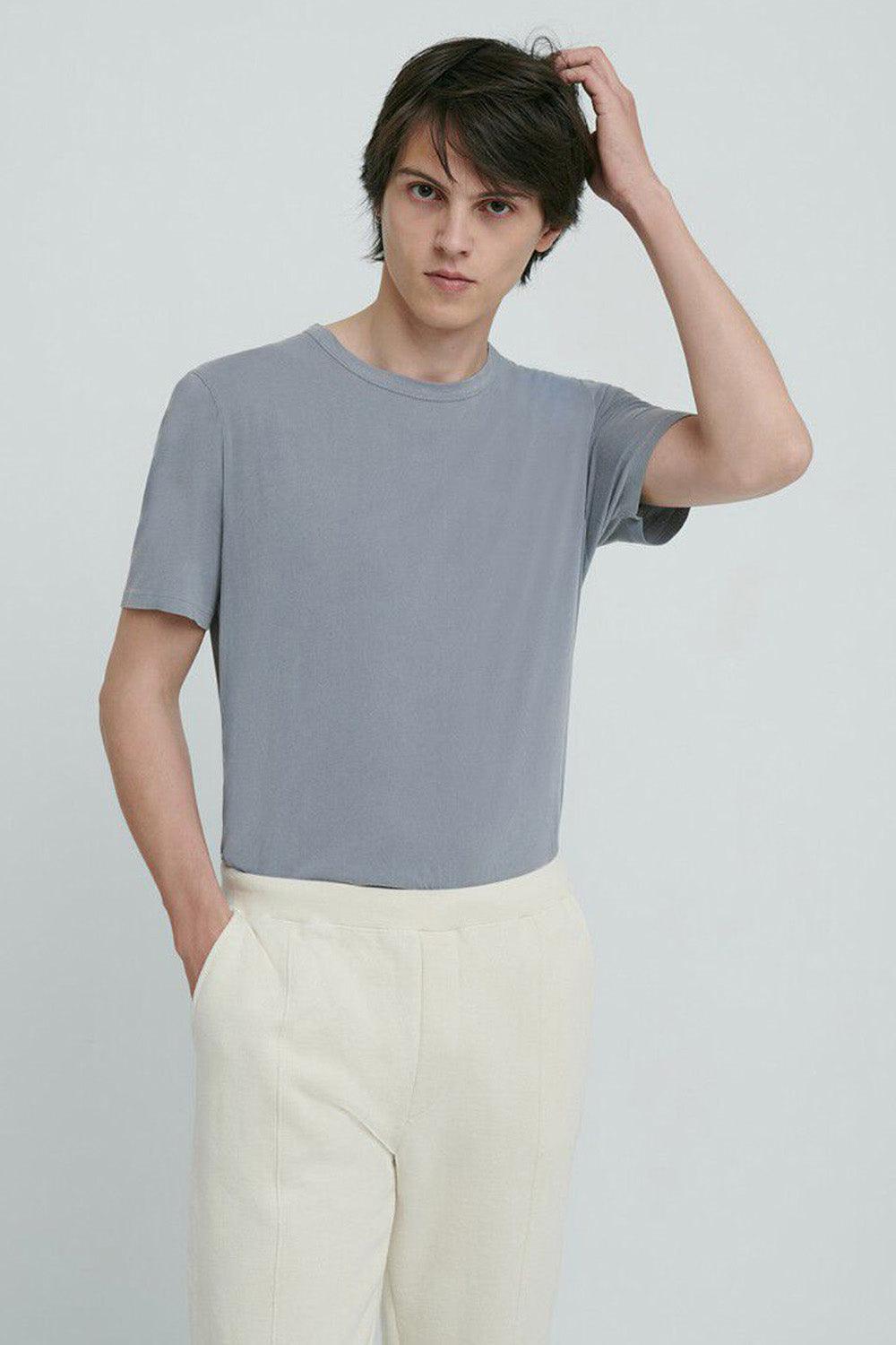 American Vintage-Devon Vintage Blue Grey T-shirt-T-Shirts-2-Milagron.com