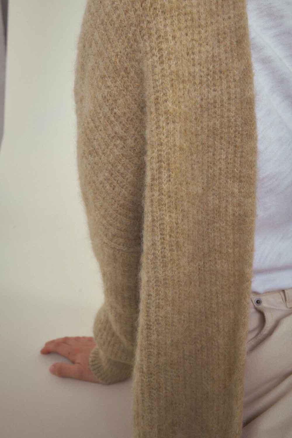 American Vintage-Gilet ML Col Chale Beige Chine-Kazak & Triko-4-Milagron.com