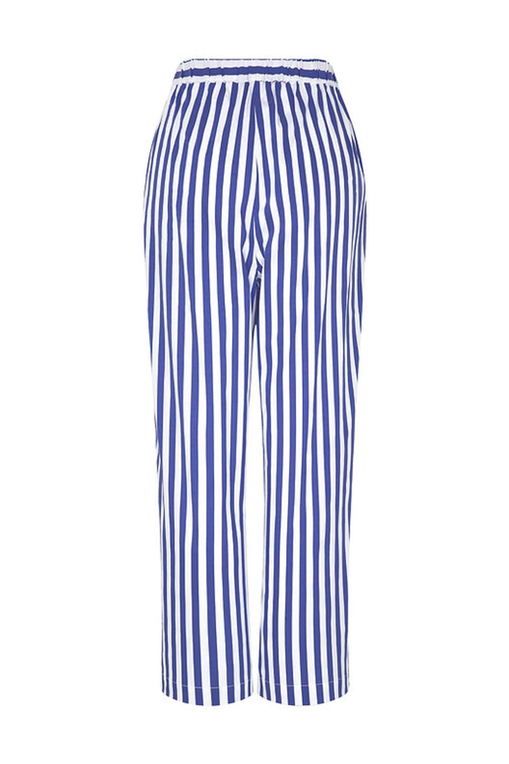 Amour Et Naturel-Beyaz Kalın Çizgili Beli Lastikli Bol Pantolon-Kumaş Pantolon-3-Milagron.com