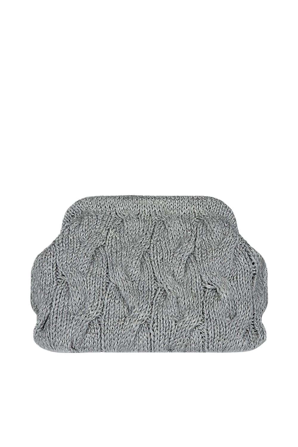 Amour Et Naturel-Iva Simli Yun Clutch Gri-Bel Çantası-1-Milagron.com