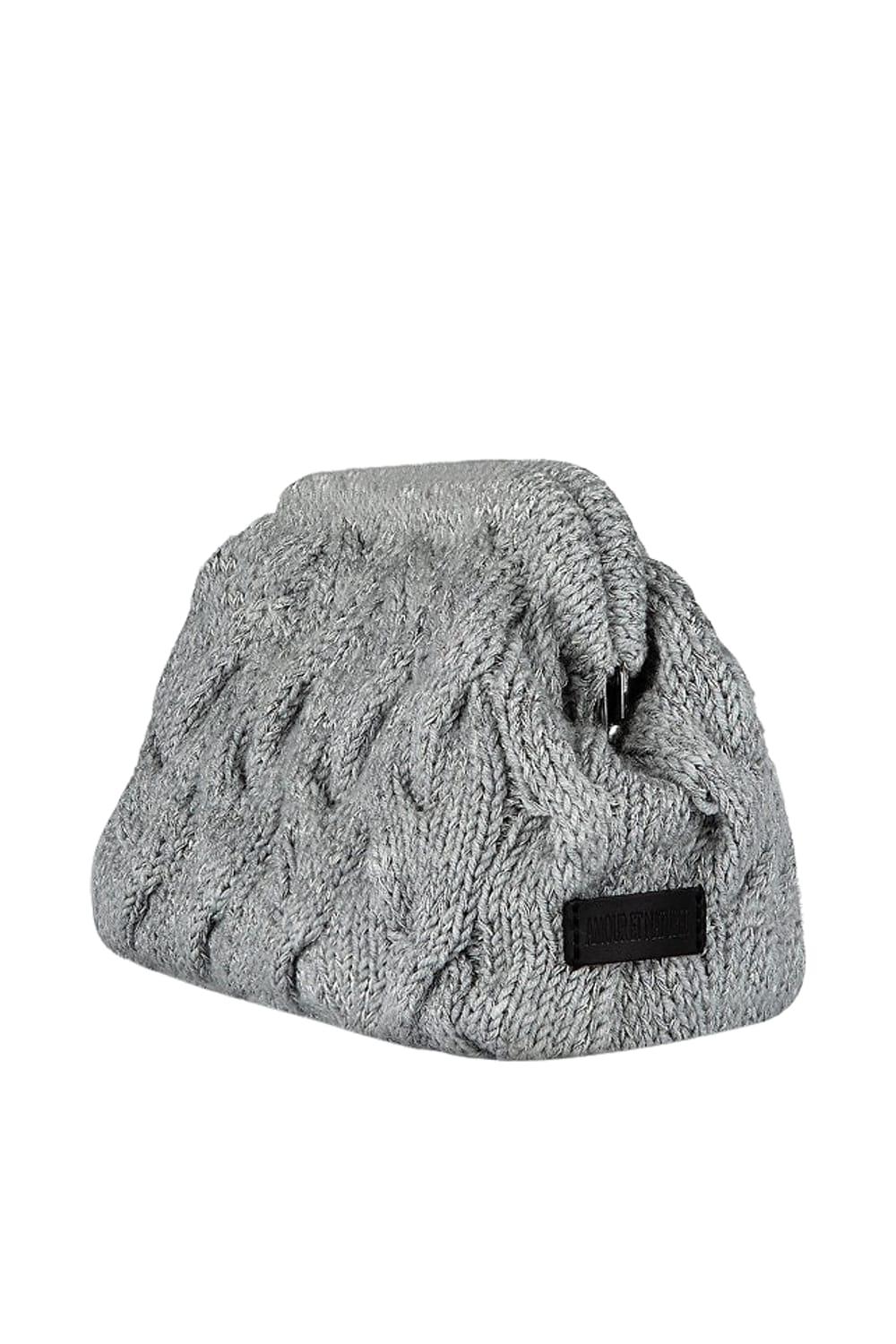 Amour Et Naturel-Iva Simli Yun Clutch Gri-Bel Çantası-2-Milagron.com