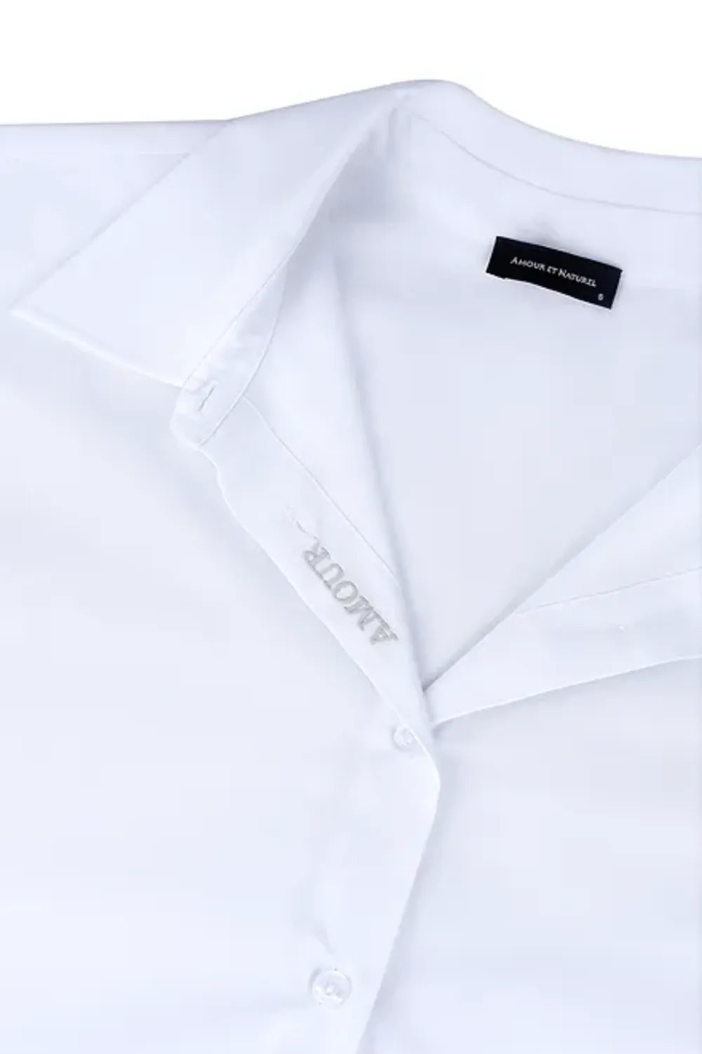 Amour Et Naturel-Nakışlı Oversize Gömlek Beyaz-Gömlek-3-Milagron.com