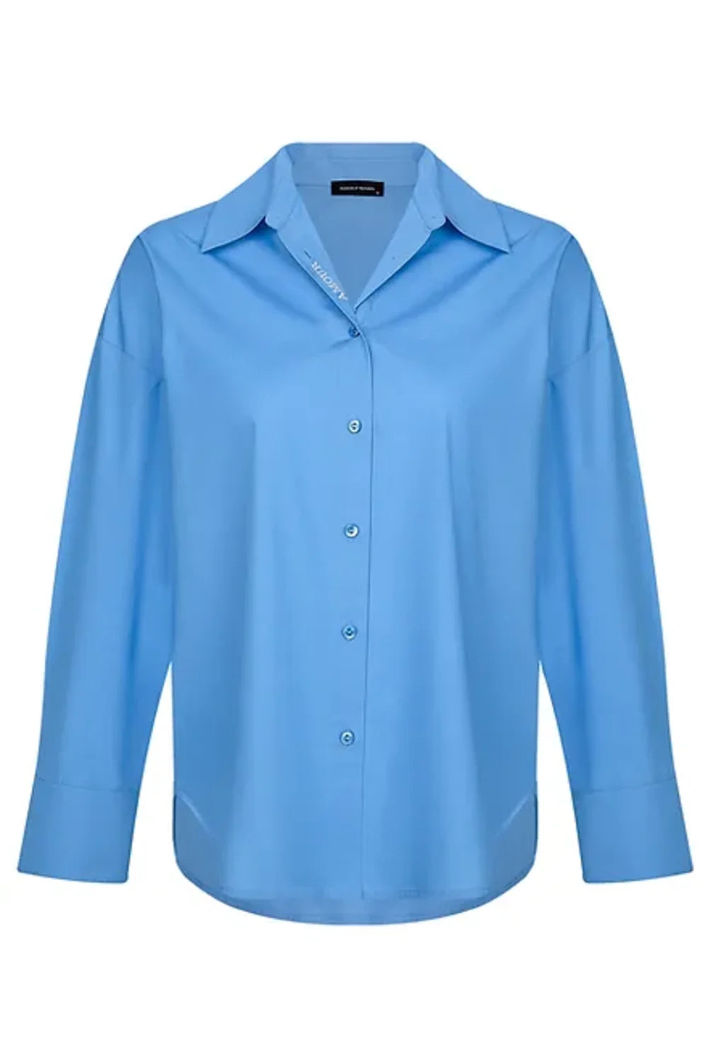 Amour Et Naturel-Nakışlı Oversize Gömlek Mavi-Gömlek-1-Milagron.com