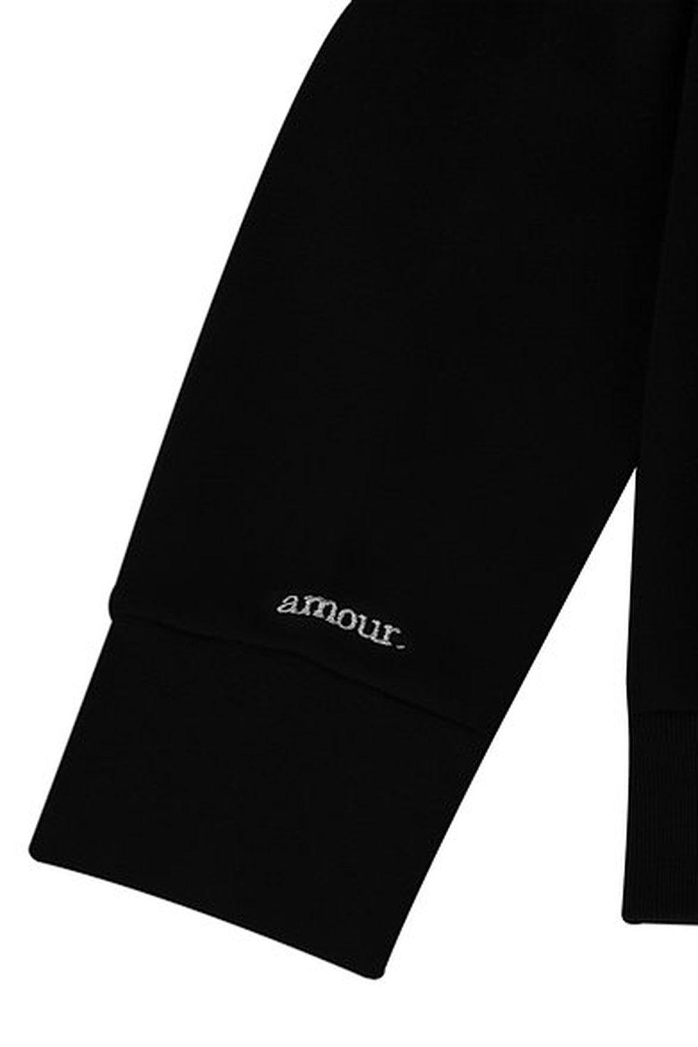 Amour Et Naturel-Oversize Nakışlı Sweatshirt Siyah-Sweatshirts & Hoodies-4-Milagron.com