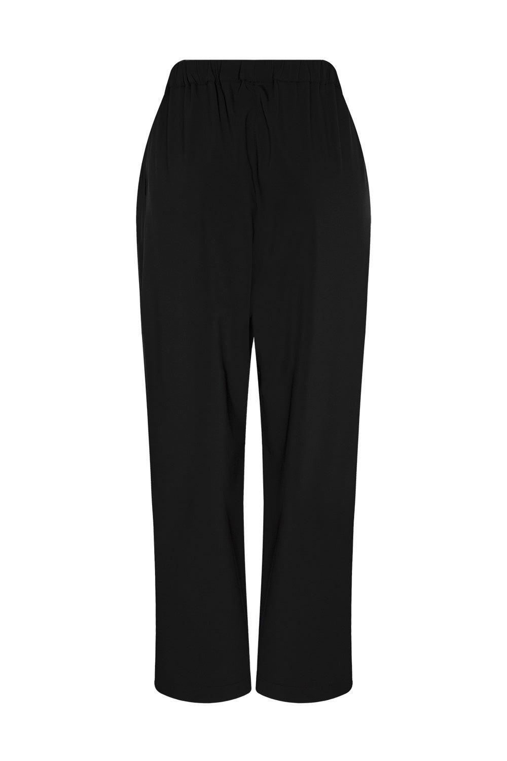 Amour Et Naturel-Tara Teknik Kumaşlı Pantolon Siyah-Kumaş Pantolon-2-Milagron.com