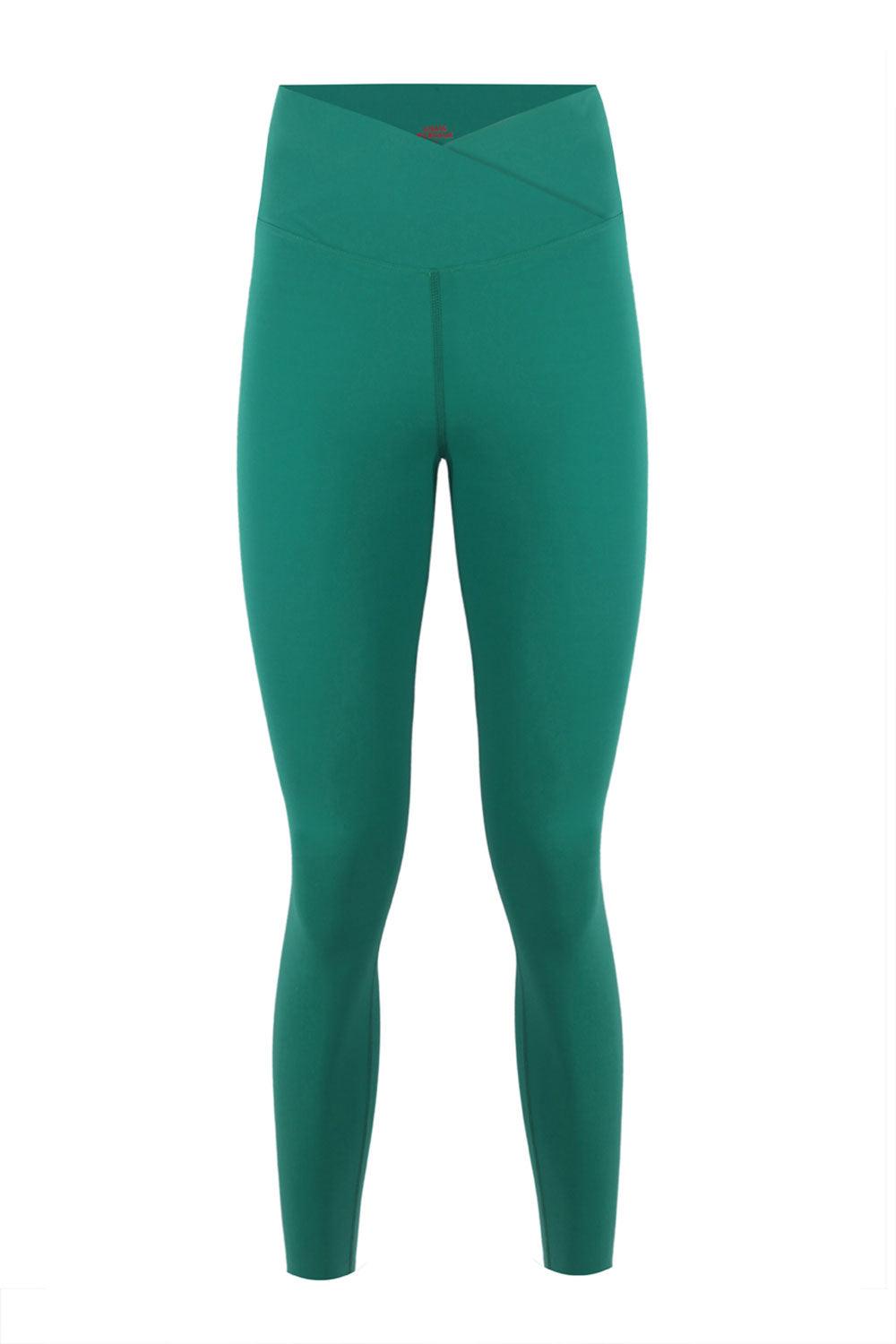 Anais & Margaux-Cross Waist Emerald Green Shaper Matt Leggings-Tayt-1-Milagron.com
