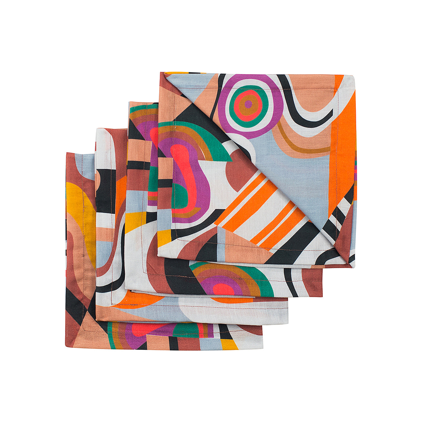 Ani Studio-Delta Linen Abstract Printed Napkin (Set Of 4) Sunset-Peçete-1-Milagron.com