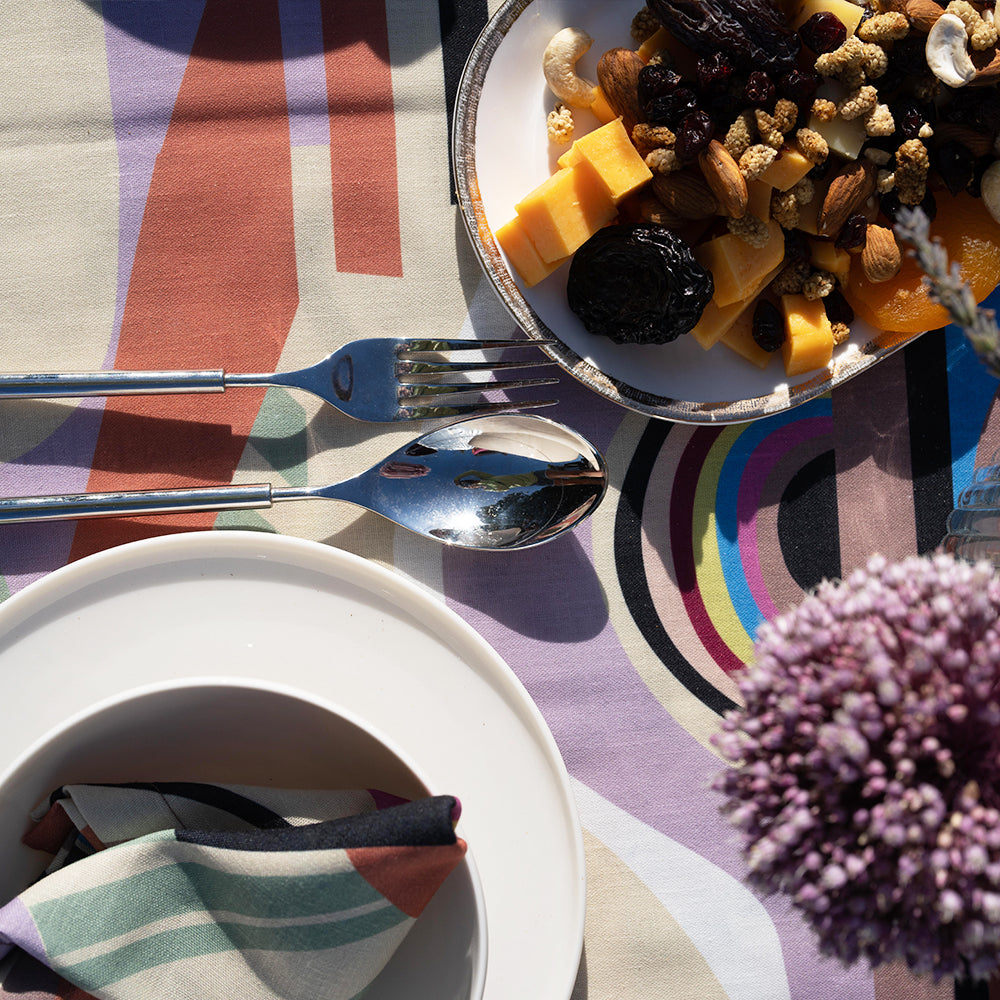 Ani Studio-Delta Linen Abstract Printed Tablecloth Sunrise-Masa Örtüleri-3-Milagron.com
