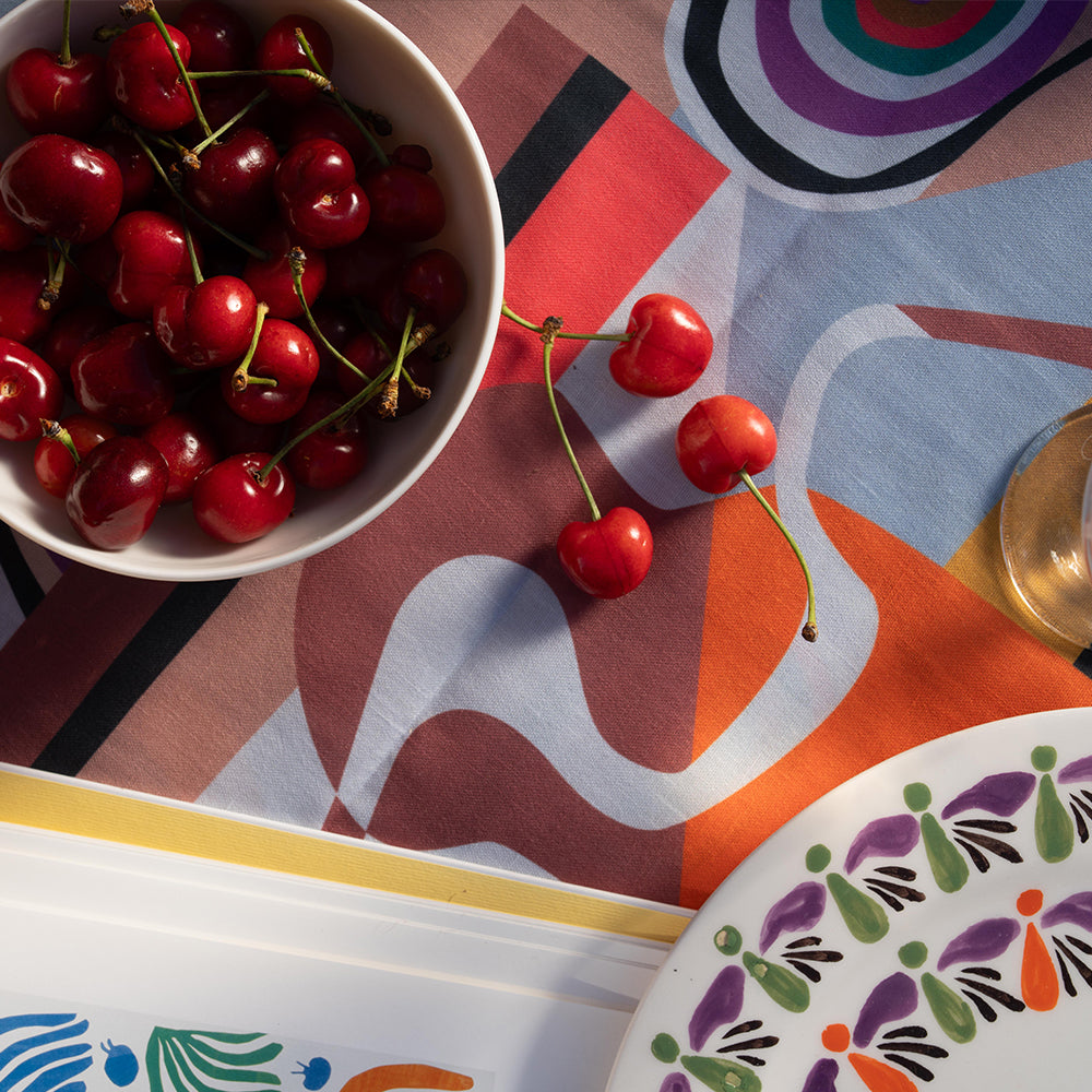 Ani Studio-Delta Linen Abstract Printed Tablecloth Sunset-Masa Örtüleri-2-Milagron.com