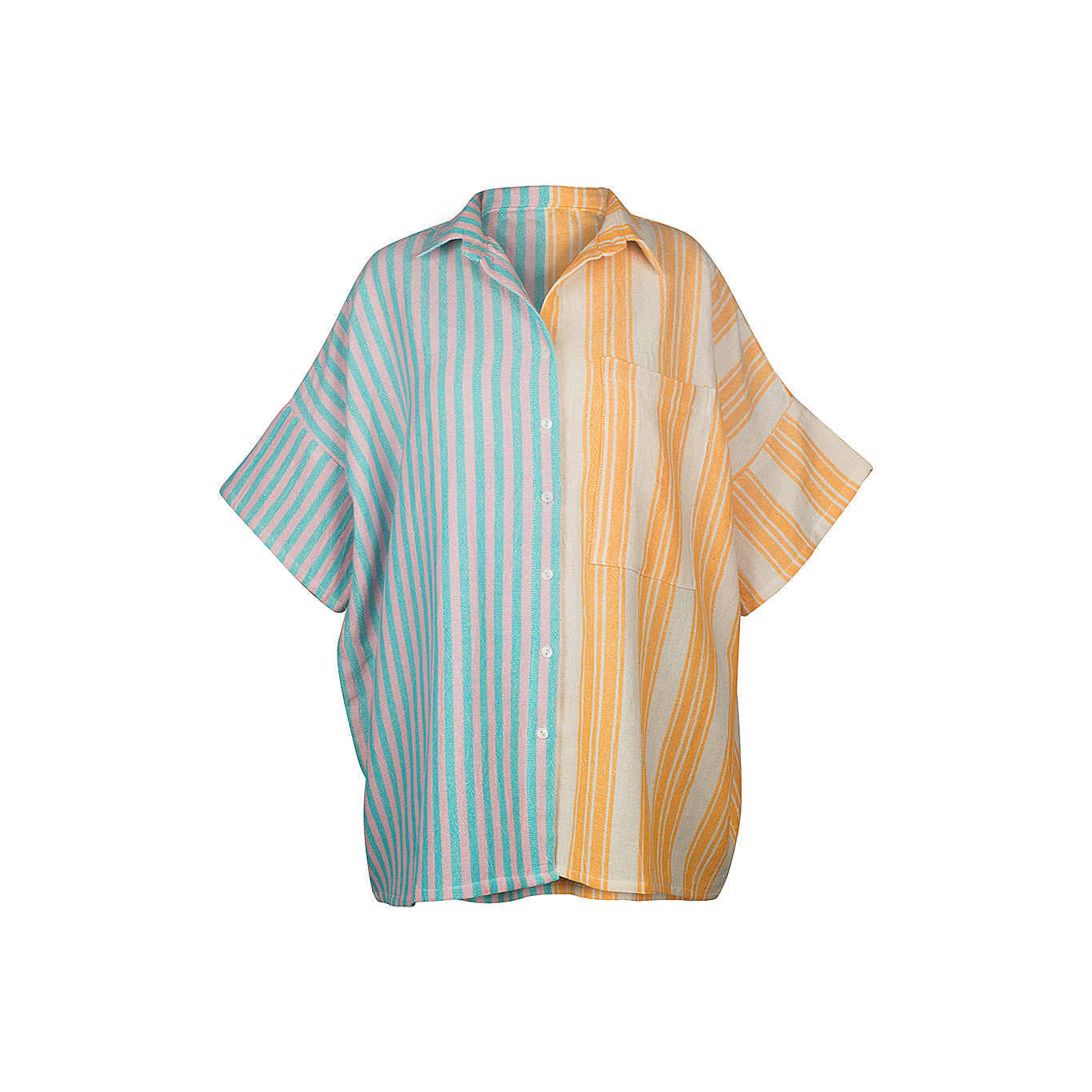 Ani Studio-Fern Oversized Striped Shirt Citrus-Gömlek-1-Milagron.com