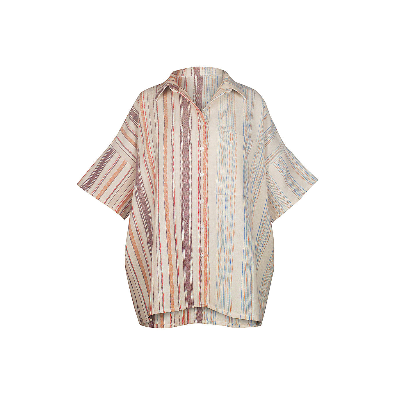 Ani Studio-Fern Oversized Striped Shirt Sand-Gömlek-1-Milagron.com