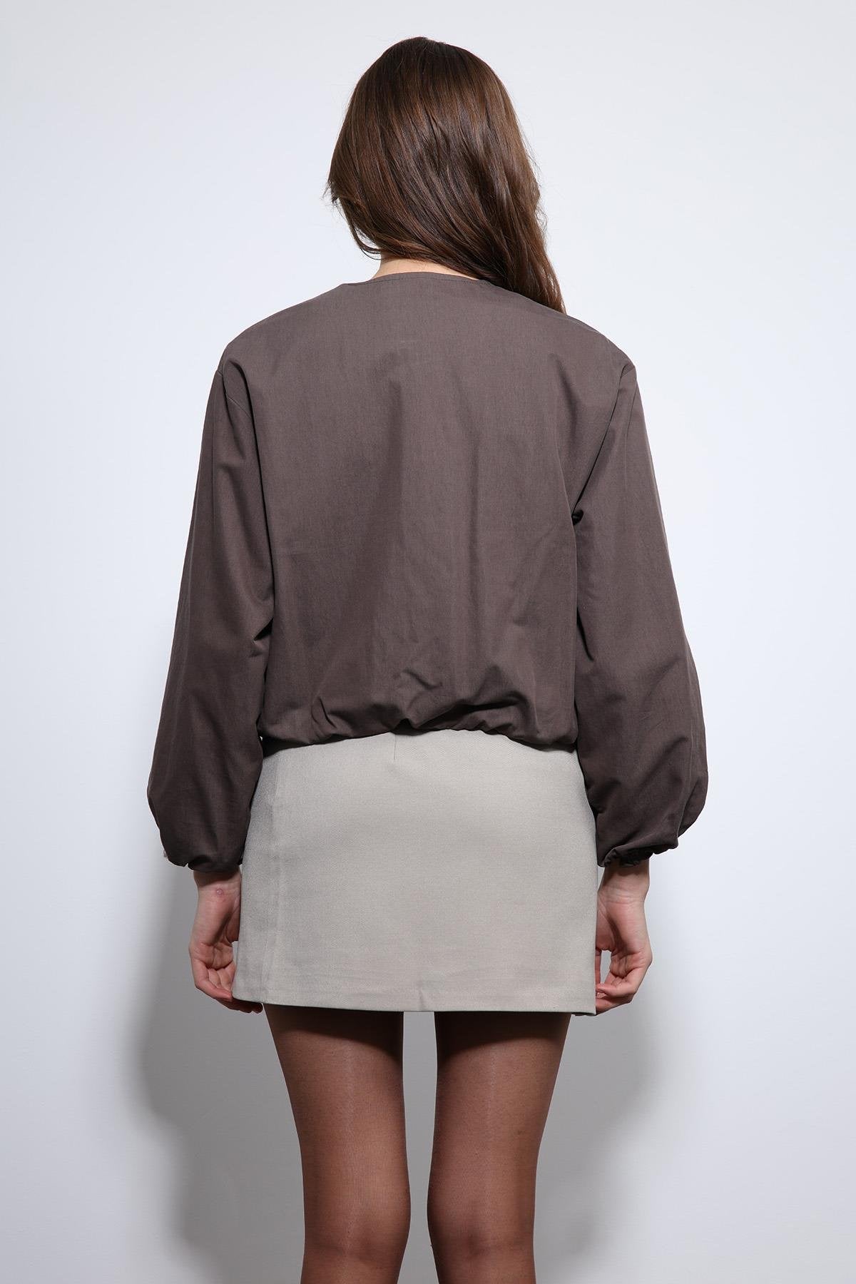 Antioch-Acı Kahve Crop Kadın Bomber Mont-Mont-8-Milagron.com