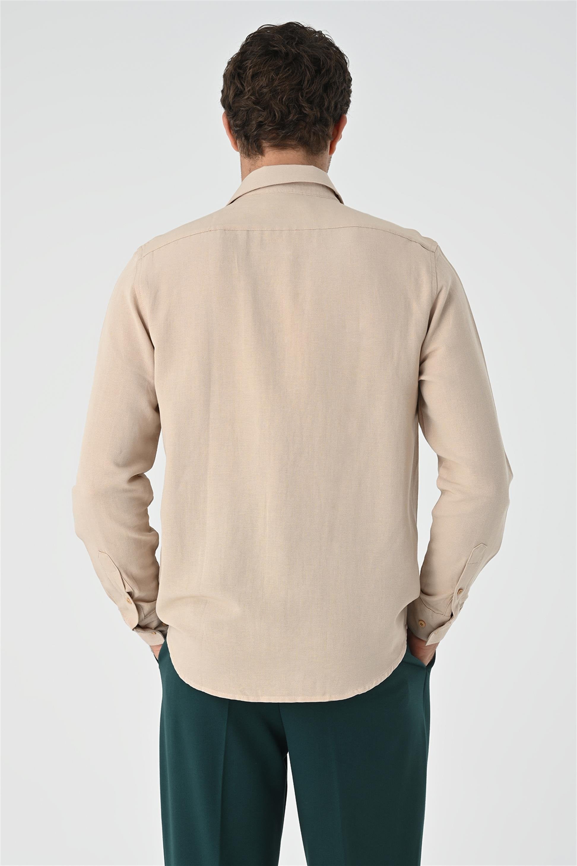 Antioch-Antioch Açık Bej Uzun Kollu Erkek Gömlek-Gömlek-5-Milagron.com
