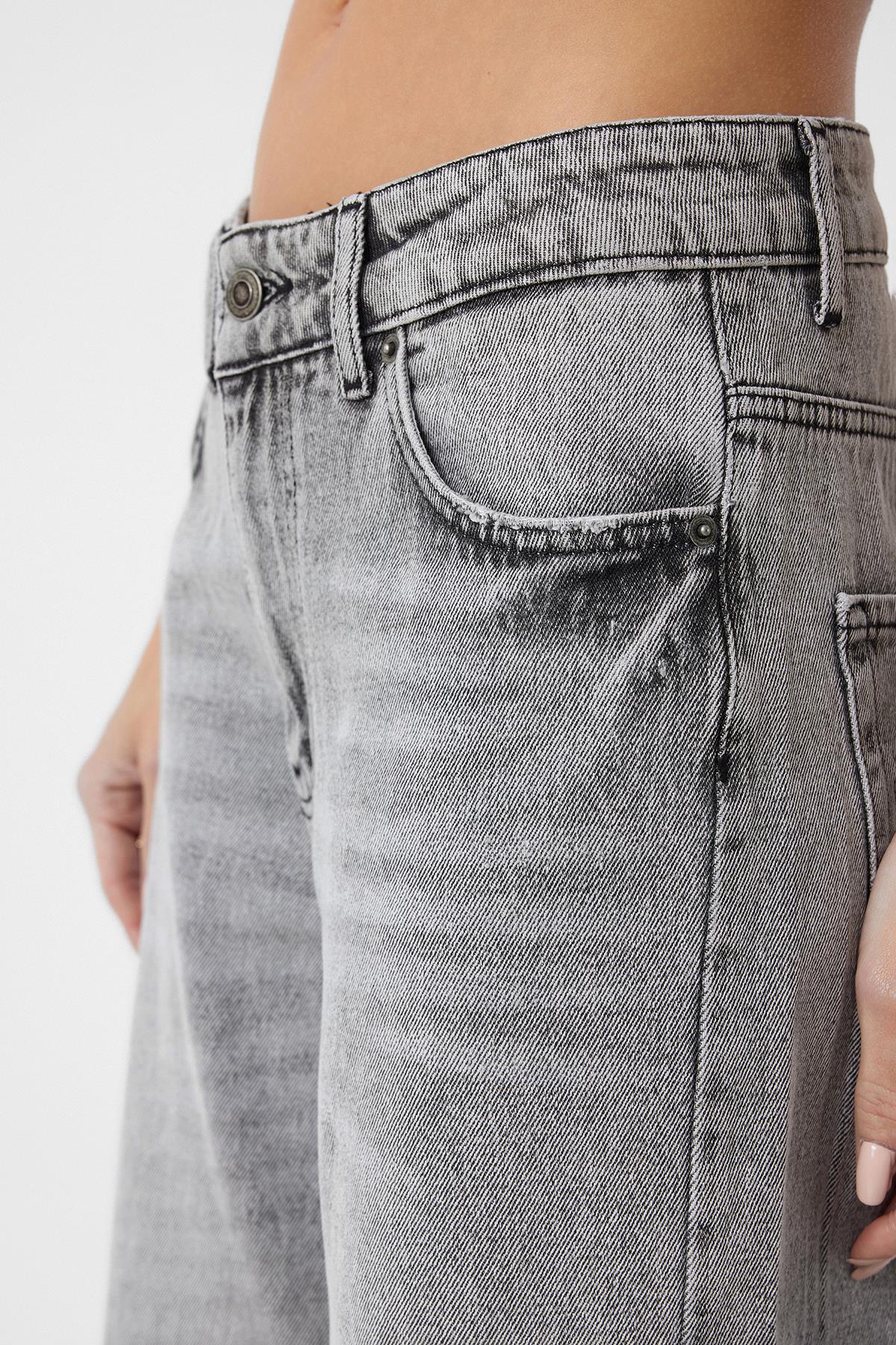 Antioch-Açık Gri Yüksek Bel Kadın Jean-Kot Pantolon-3-Milagron.com