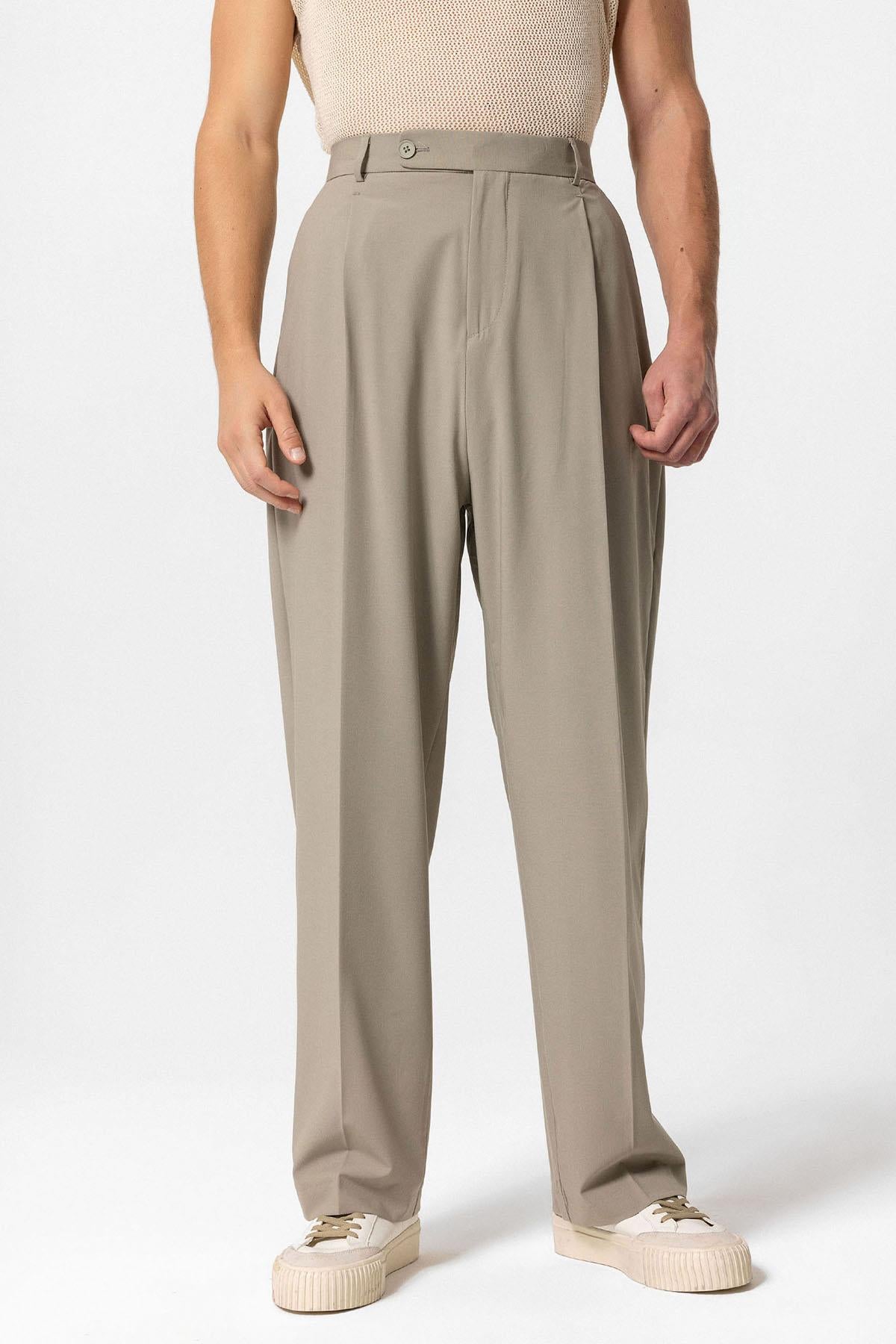 Antioch-Açık Haki Baggy Yüksek Bel Erkek Kumaş Pantolon-Pantolon-3-Milagron.com