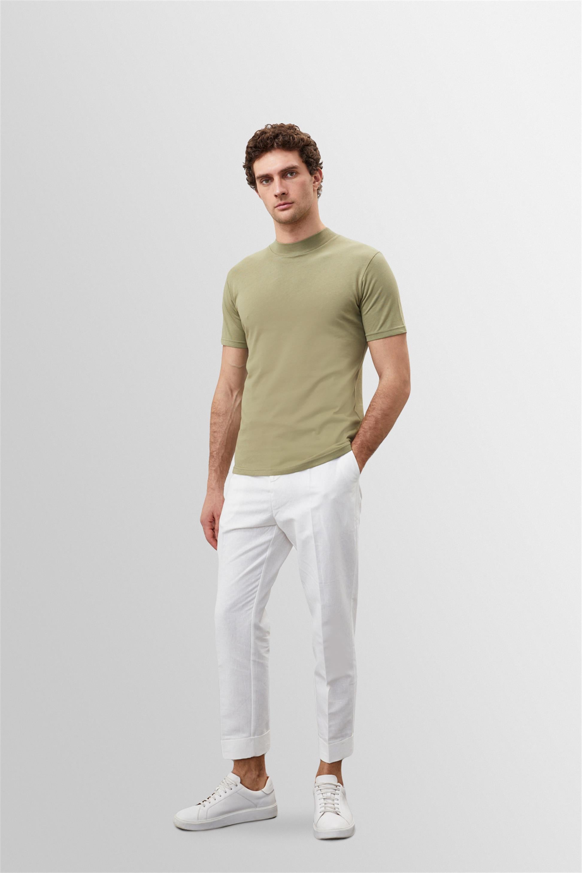 Antioch-Açık Haki Slim Fit Basic T Shirt-T-Shirts-2-Milagron.com