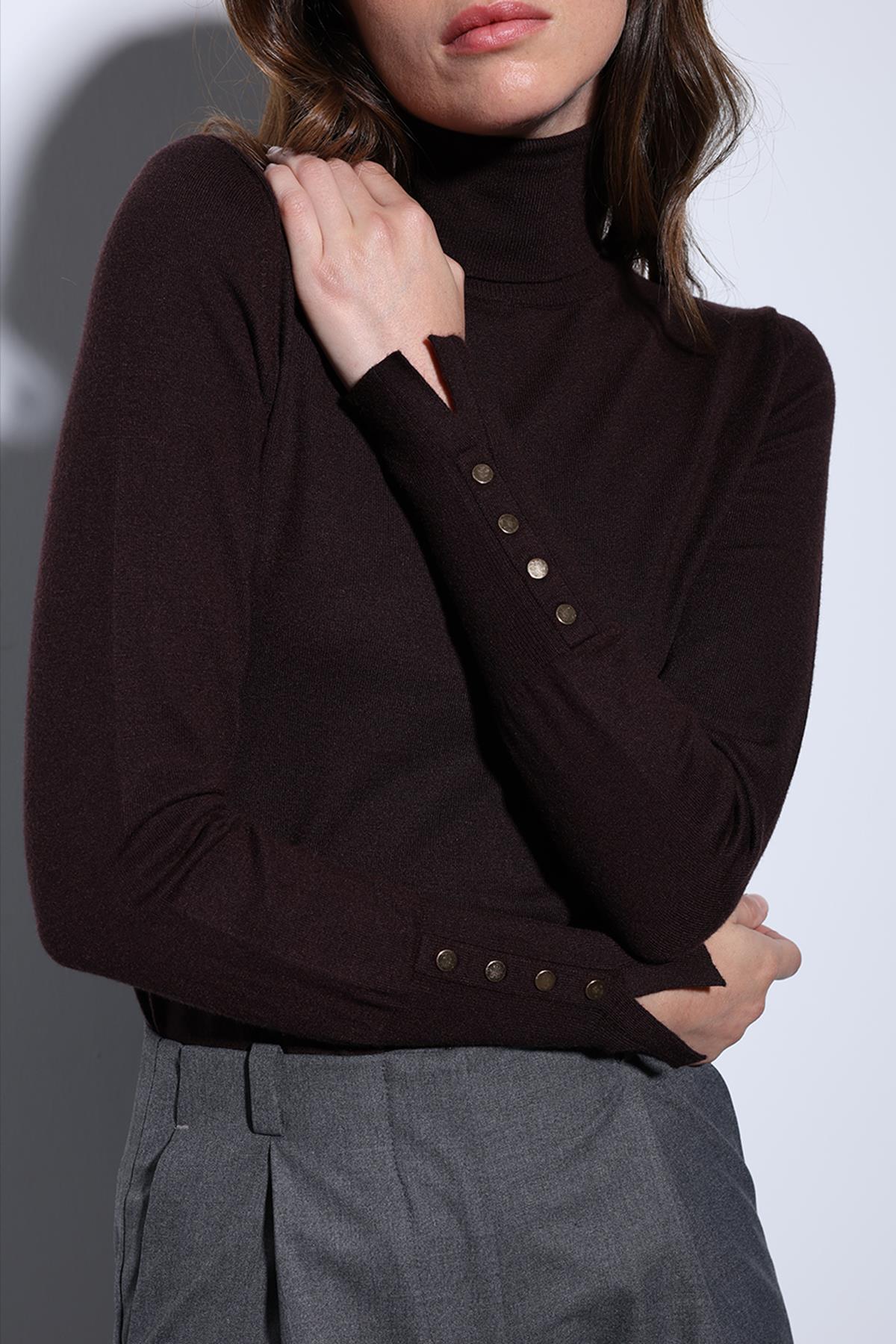 Antioch-Antioch Açık Kahve Dik Yaka Triko Kazak-Kazak-4-Milagron.com