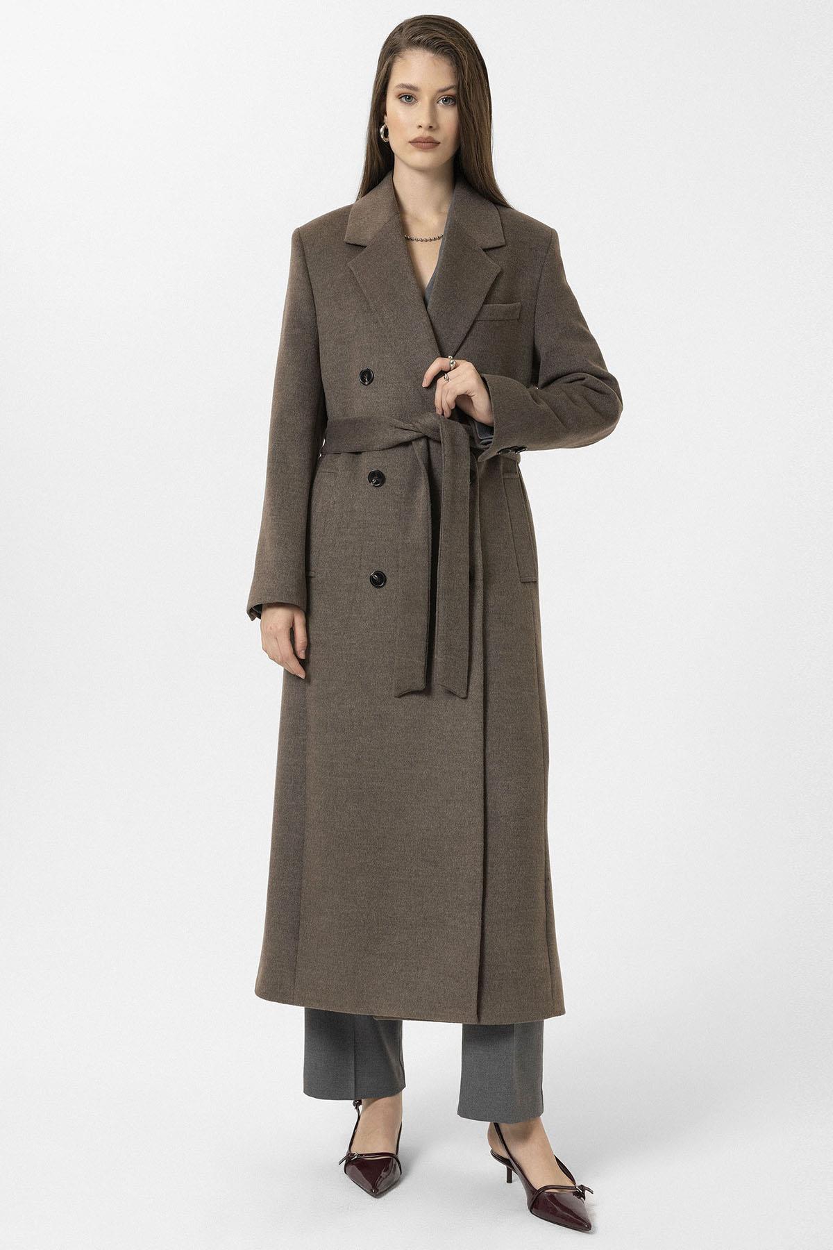 Antioch-Açık Kahve Kadın Kuşaklı Kruvaze Kaban-Kaban-1-Milagron.com