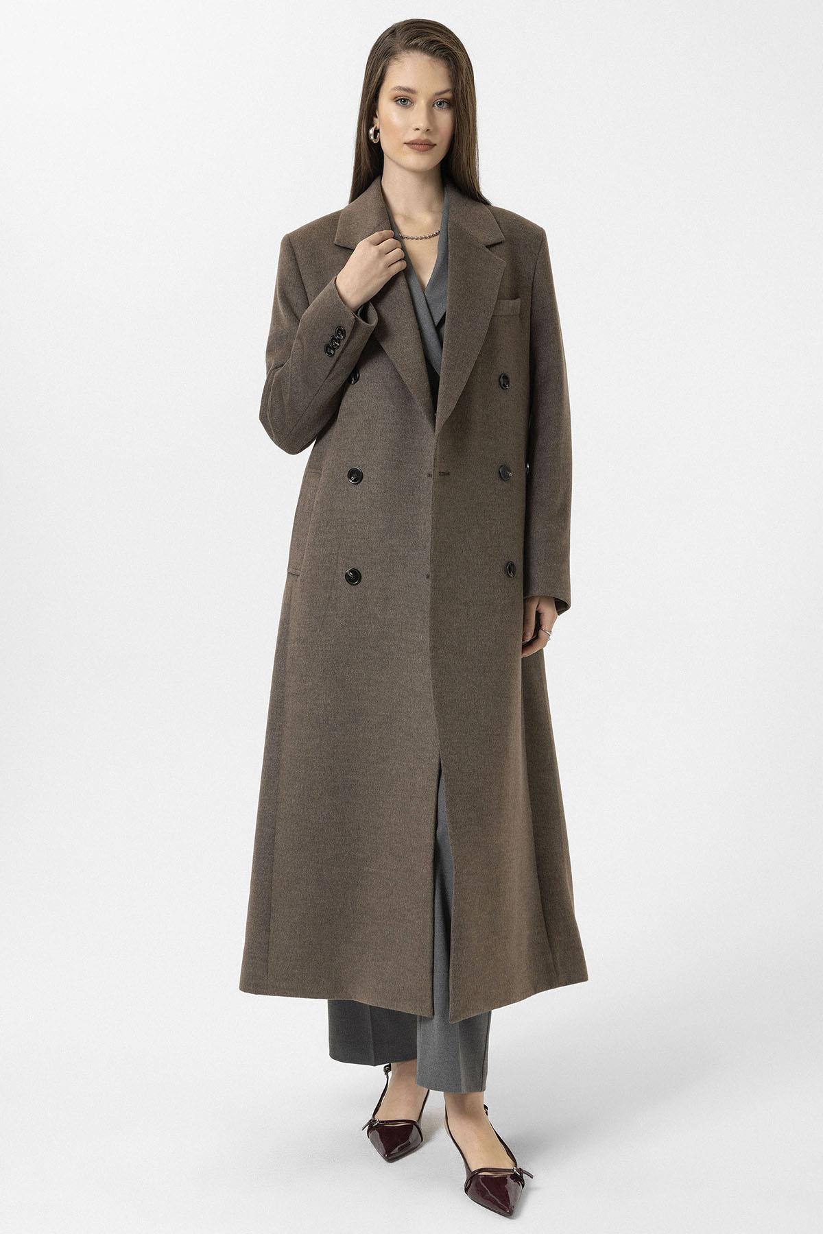 Antioch-Açık Kahve Kadın Kuşaklı Kruvaze Kaban-Kaban-2-Milagron.com