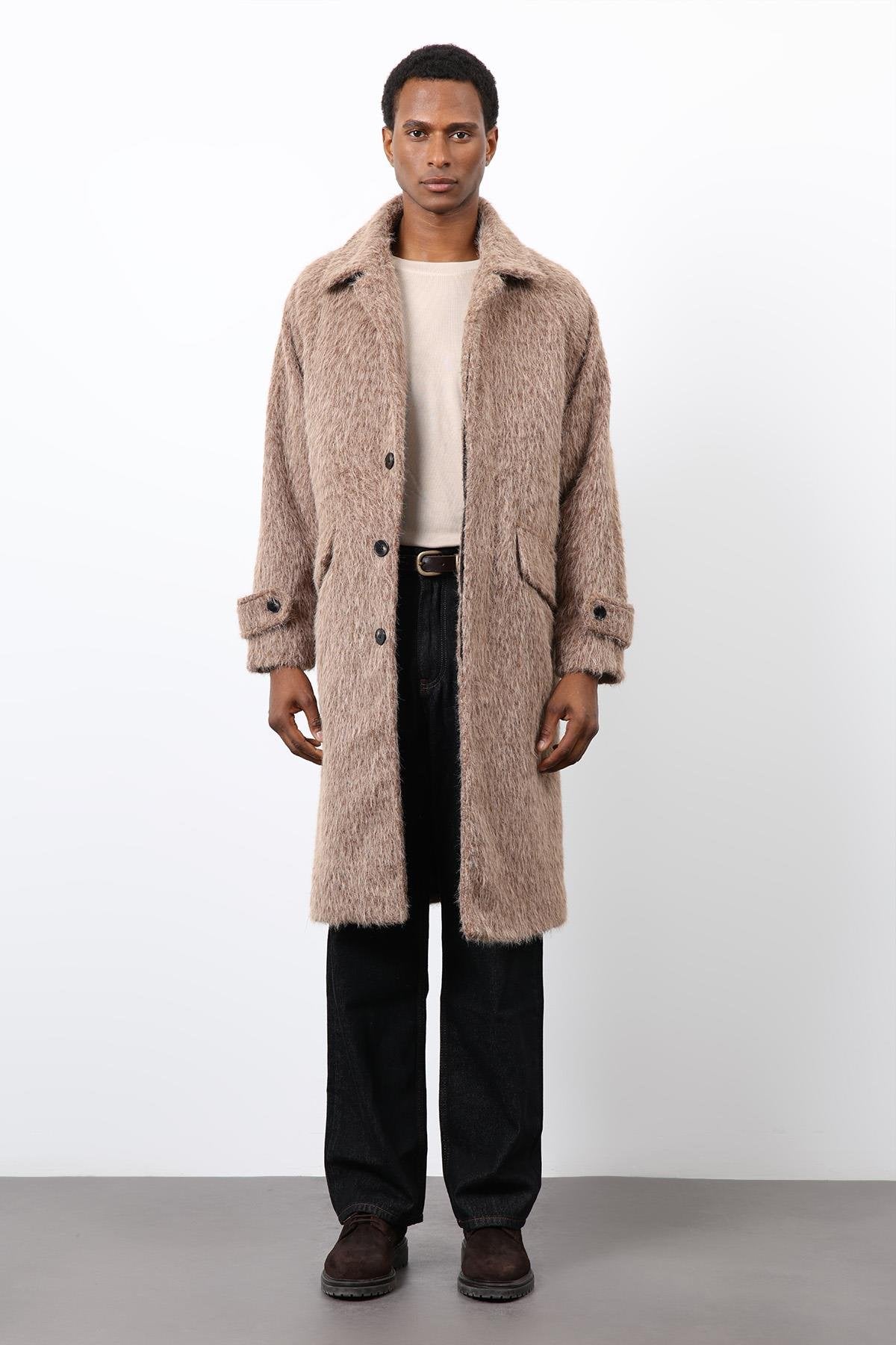 Antioch-Açık Kahve Suni Kürk Erkek Kaban-Kaban-3-Milagron.com