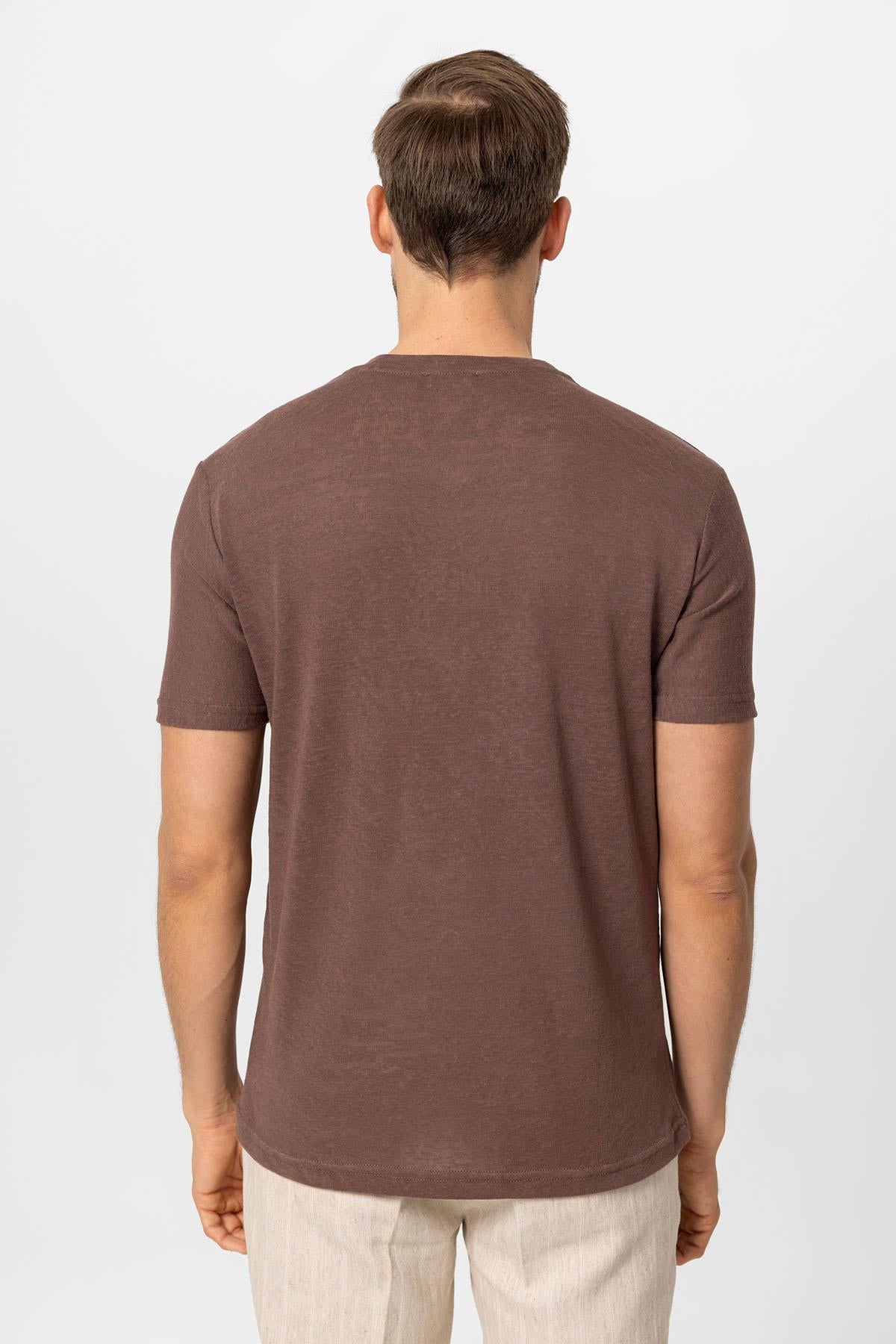 Antioch-Açık Kahve V Yaka Basic Erkek T Shirt-T-Shirts-5-Milagron.com