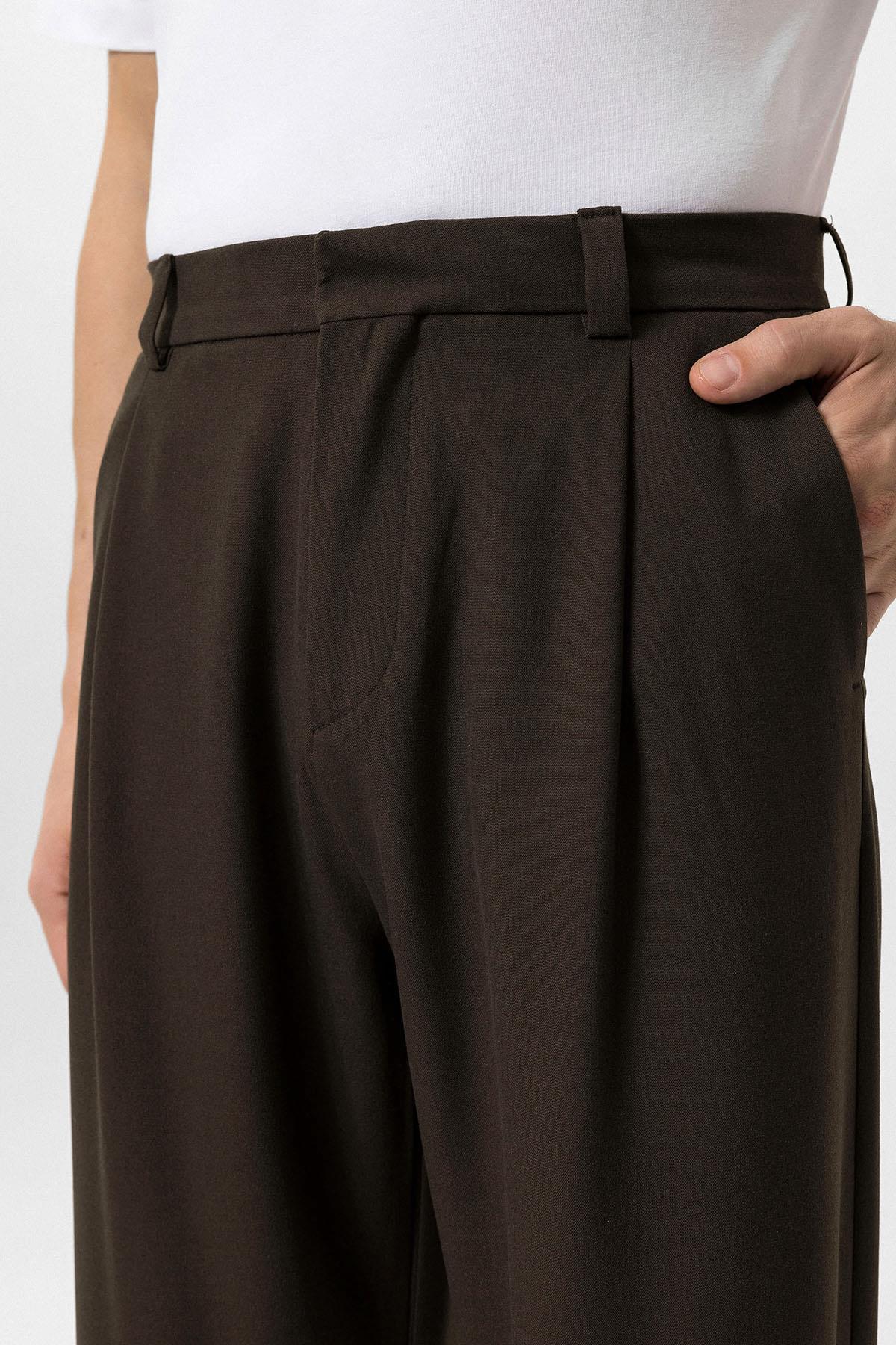 Antioch-Açık Kahve Yüksek Bel Baggy Erkek Pantolon-Kumaş Pantolon-3-Milagron.com