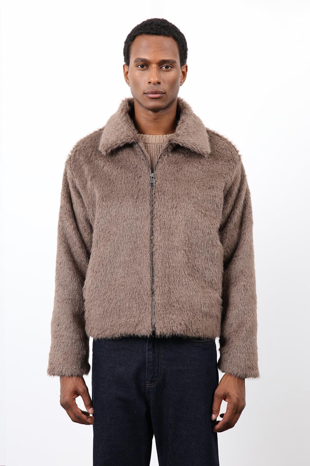 Antioch-Açık Kahve Yumuşak Dokulu Erkek Mont-Mont-5-Milagron.com