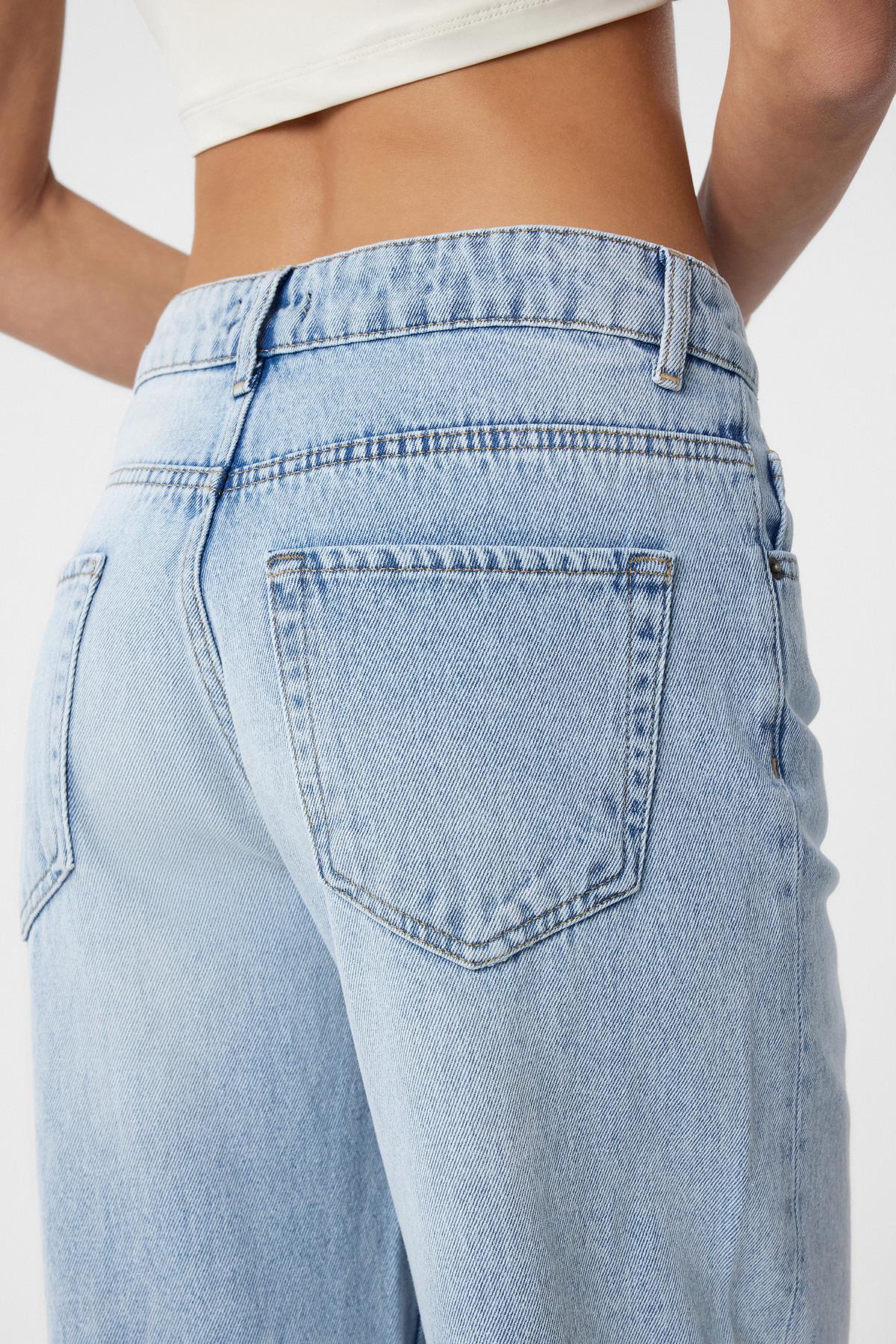 Antioch-Açık Mavi Yüksek Bel Kadın Jean-Kot Pantolon-4-Milagron.com