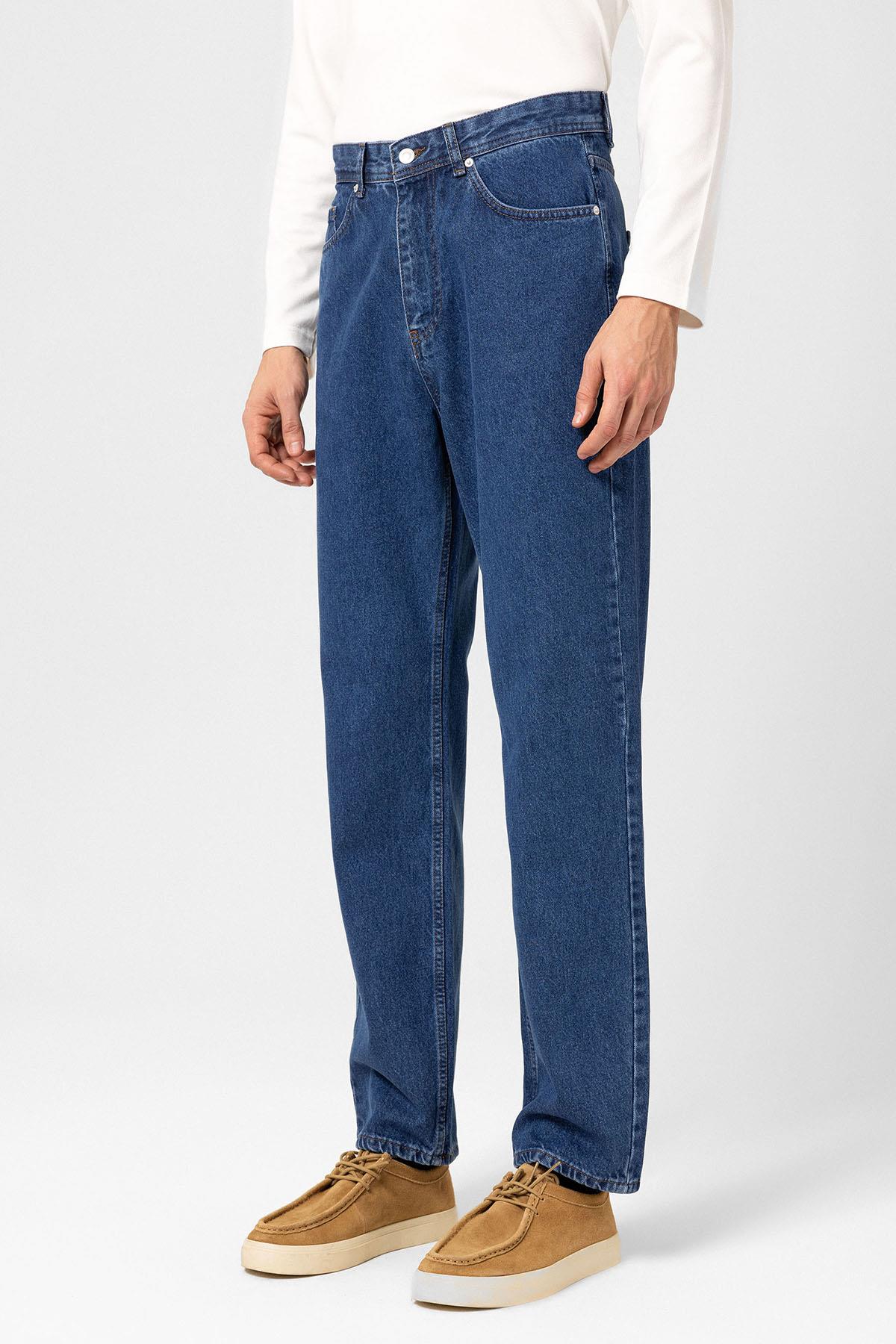 Antioch-Açık Mavi Yüksek Bel Relaxed Fit Erkek Kot Pantolon-Kot Pantolon-3-Milagron.com