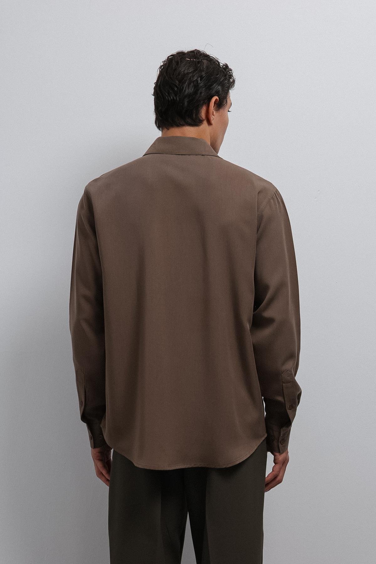 Antioch-Antioch Açık Kahve Teknik Regular Fit Erkek Gömlek-Gömlek-5-Milagron.com